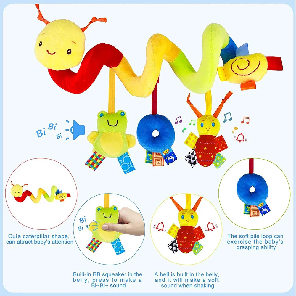 Cute Activity Musical Spiral Crib Stroller Car Seat Travel Hanging Toys Baby Boys Girls Rattles Toy - Image 2