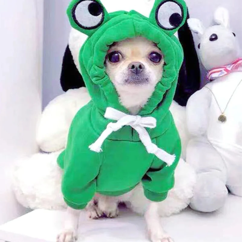 Cute Frog Pet Sweater – Green Hoodie for Small & Medium Dogs - Image 2