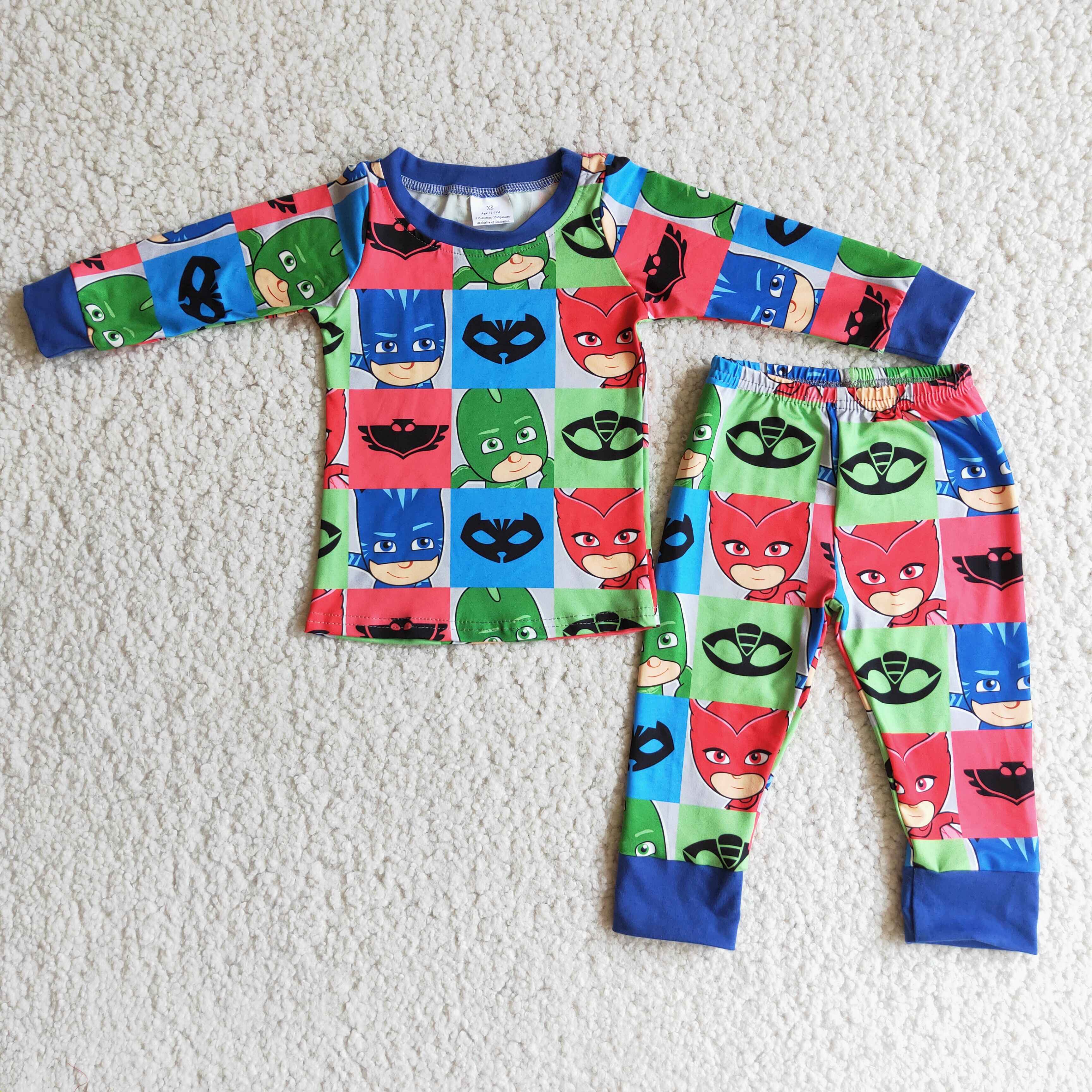 Cute hero long sleeve pants boy pajamas - Image 2