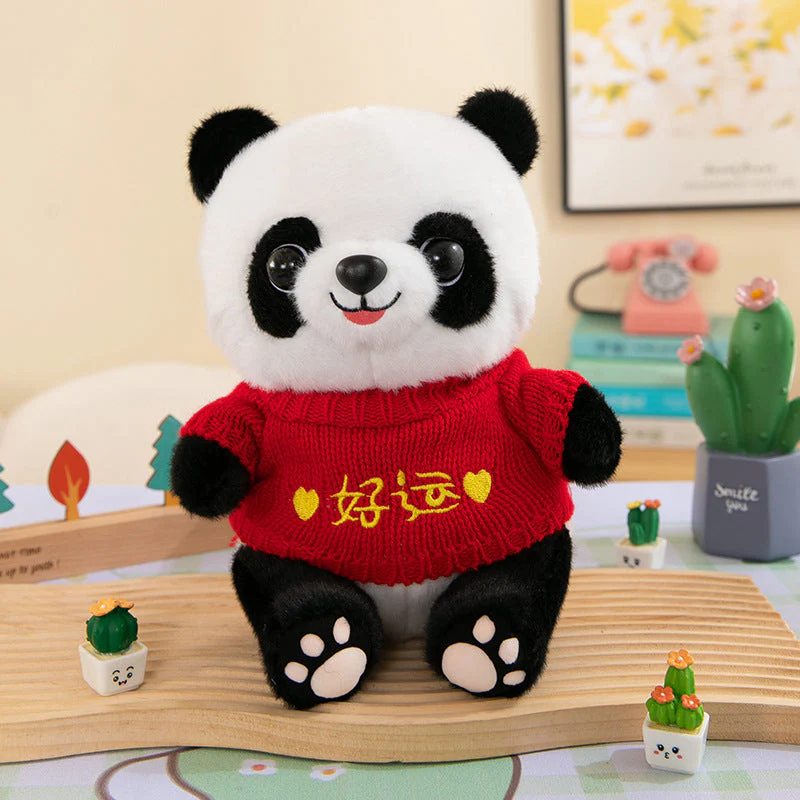 Cute Panda Plush Toy Wearing Clothes - Image 8