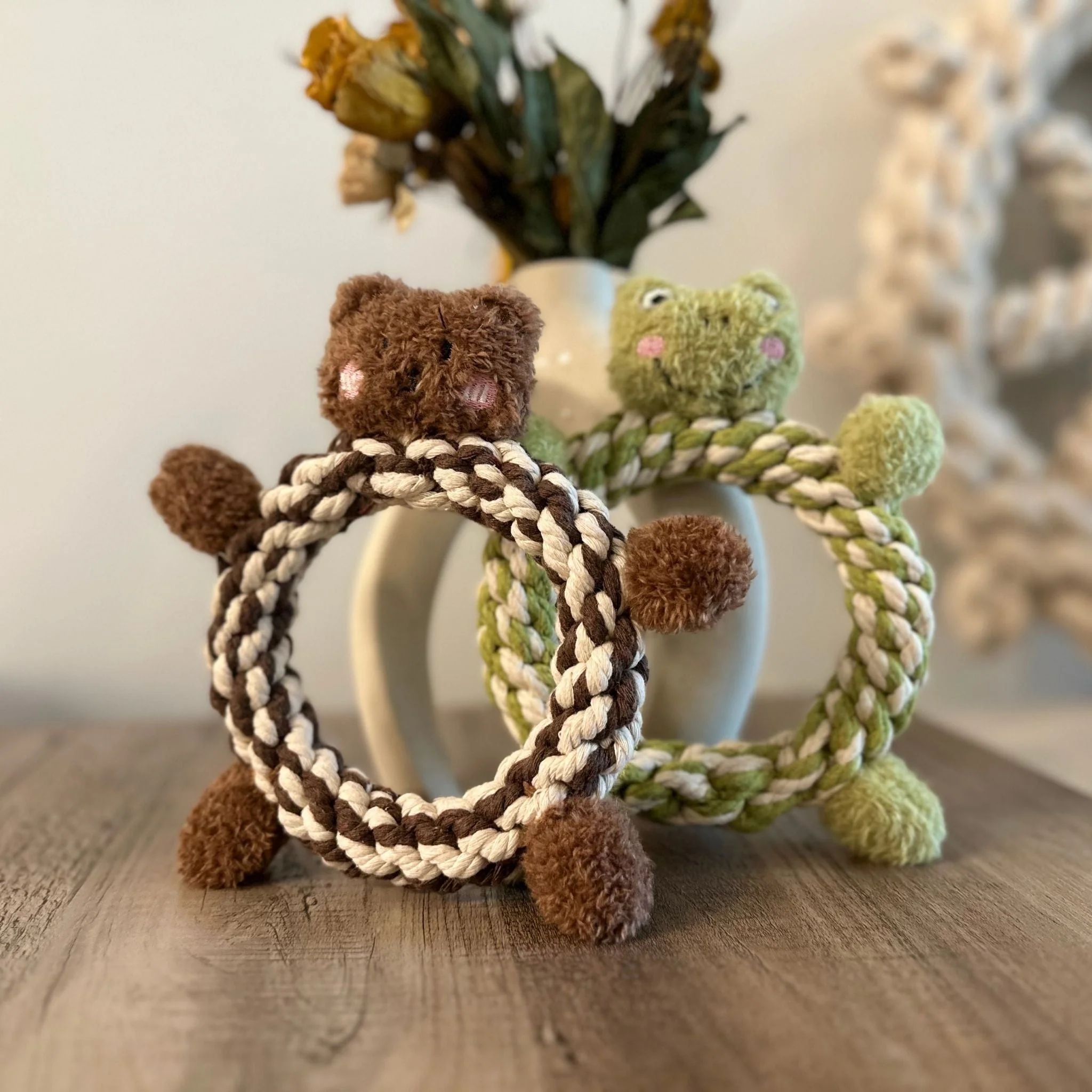 Daisy and Jasper Squeaky Plush Rope Toys by Knotty Pawz - Image 2