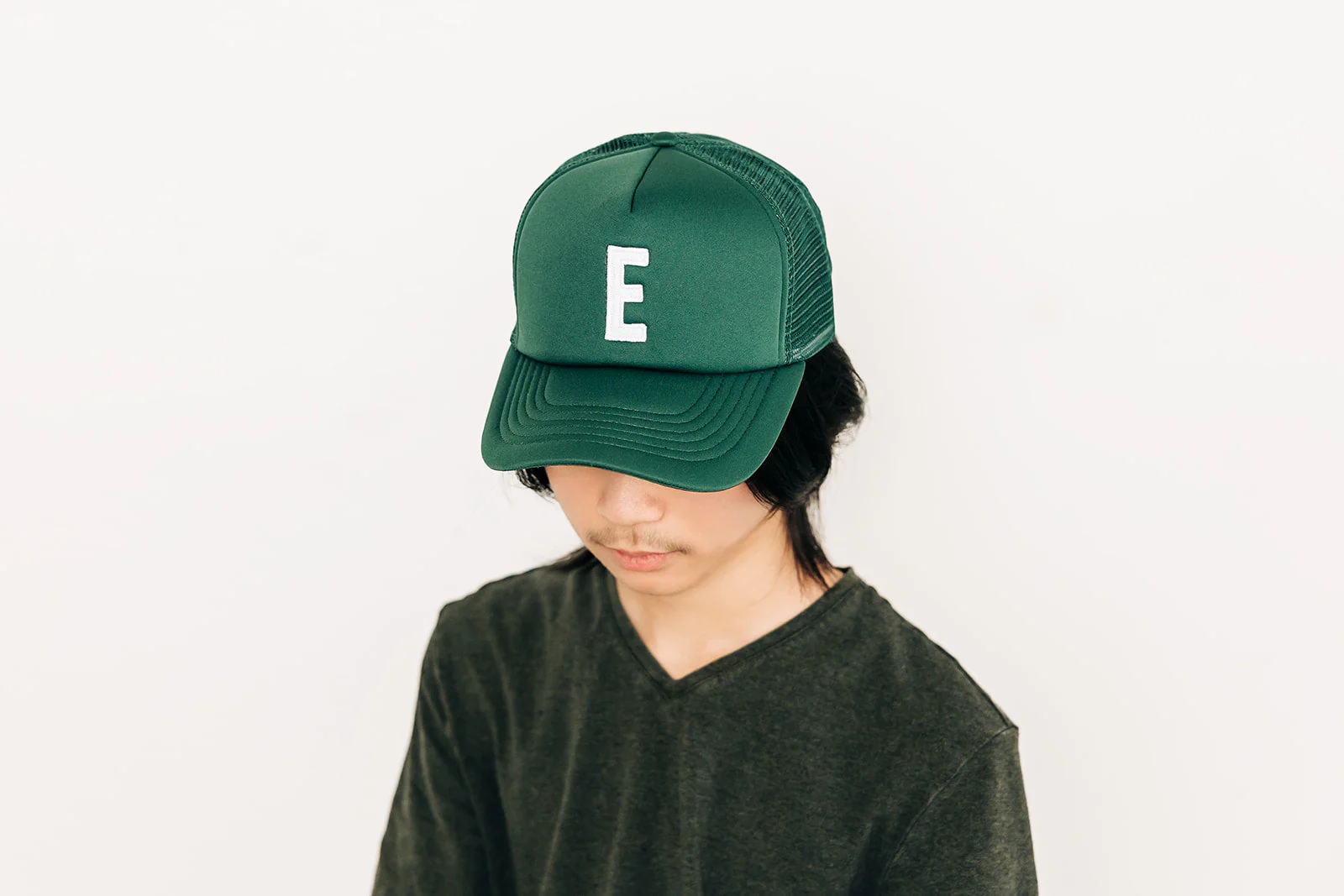 Dark Green Letter Trucker Hat - Image 4