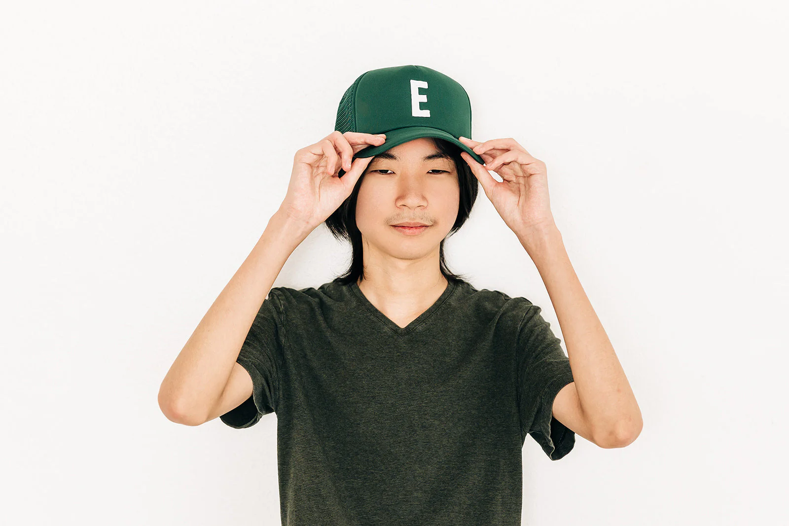Dark Green Letter Trucker Hat - Image 8