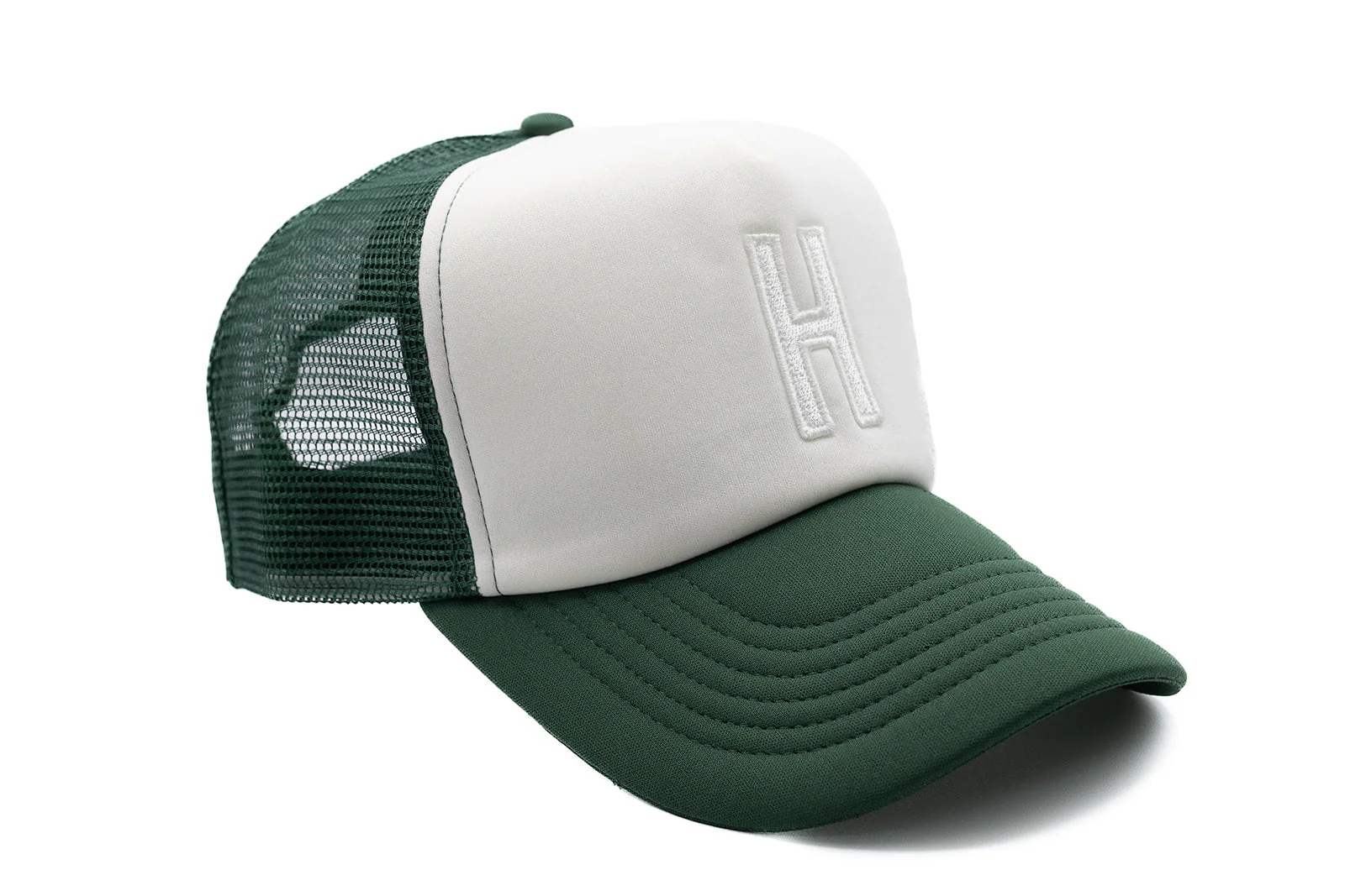 Dark Green & White Letter Trucker Hat - Image 2