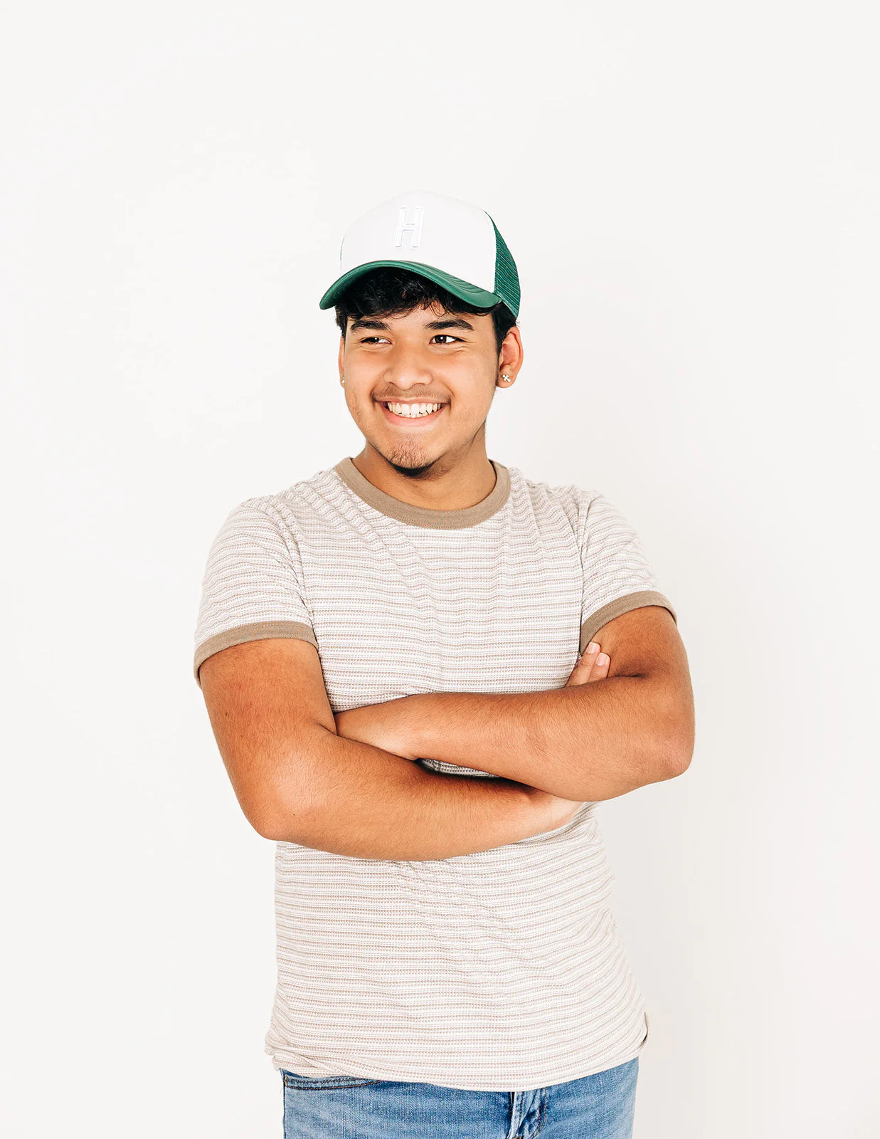 Dark Green & White Letter Trucker Hat - Image 6