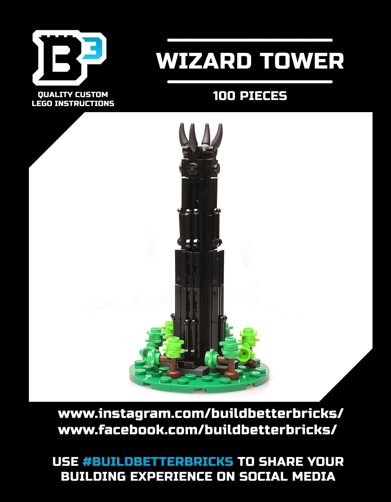 Dark Wizard Tower Building Set made using LEGO parts - Image 2