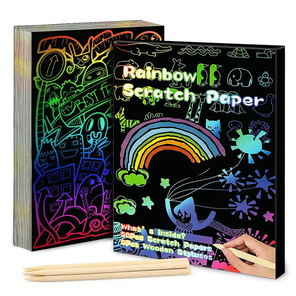 Dazzling Scratch Painting Kit - Parent-Child Interactive DIY Craft Toy with Note Cards - Image 10