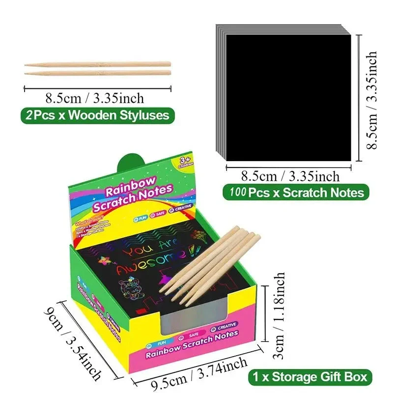 Dazzling Scratch Painting Kit - Parent-Child Interactive DIY Craft Toy with Note Cards - Image 2
