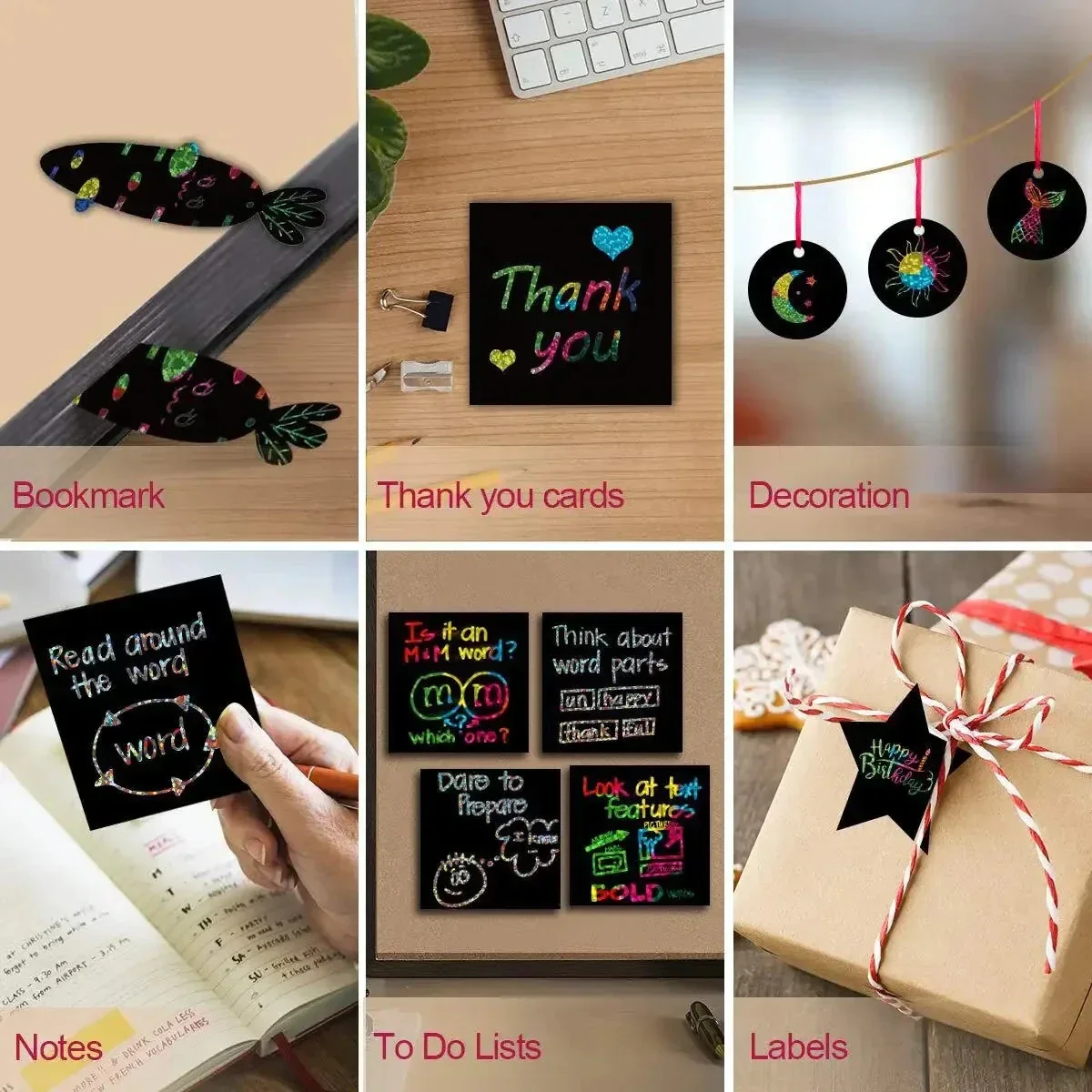 Dazzling Scratch Painting Kit - Parent-Child Interactive DIY Craft Toy with Note Cards - Image 4