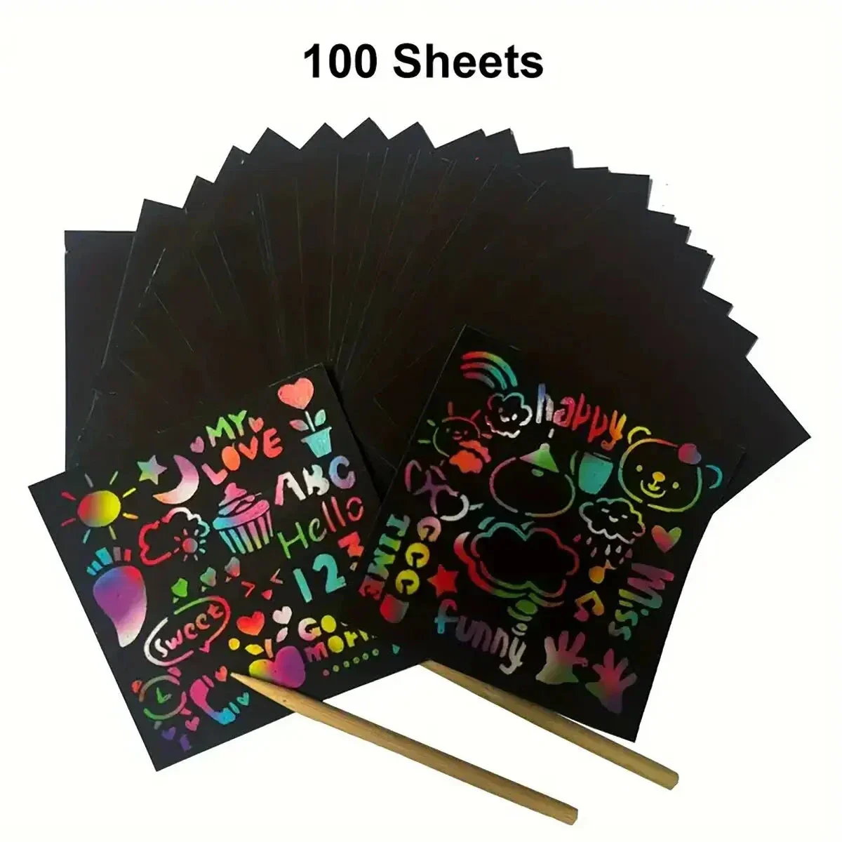 Dazzling Scratch Painting Kit - Parent-Child Interactive DIY Craft Toy with Note Cards - Image 5