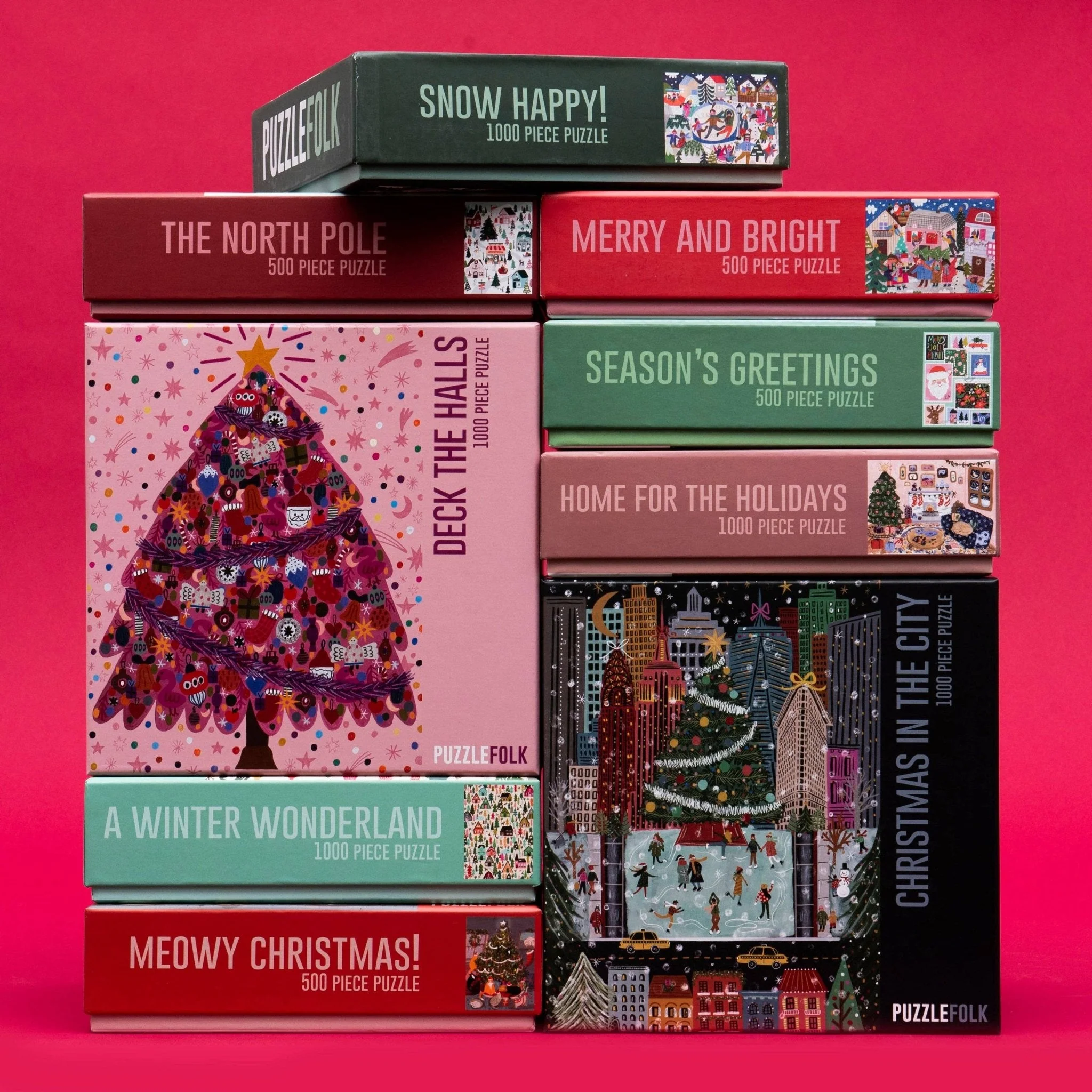 Deck the Halls 1000 Piece Puzzle by Puzzlefolk | Festive Pink Christmas Tree - Image 3
