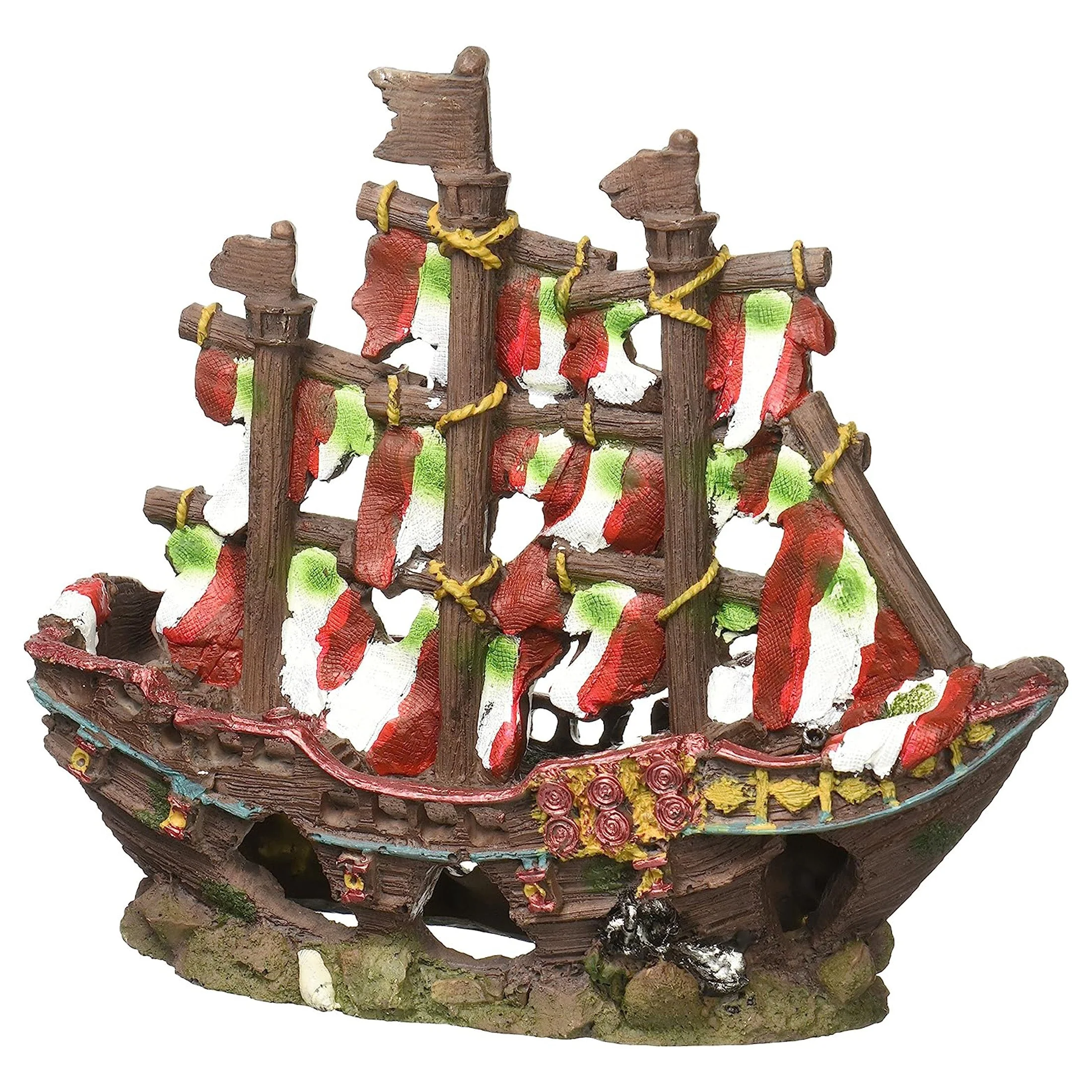 Deco-Replicas Striped Pirate Ship Aquarium Ornament - Image 2