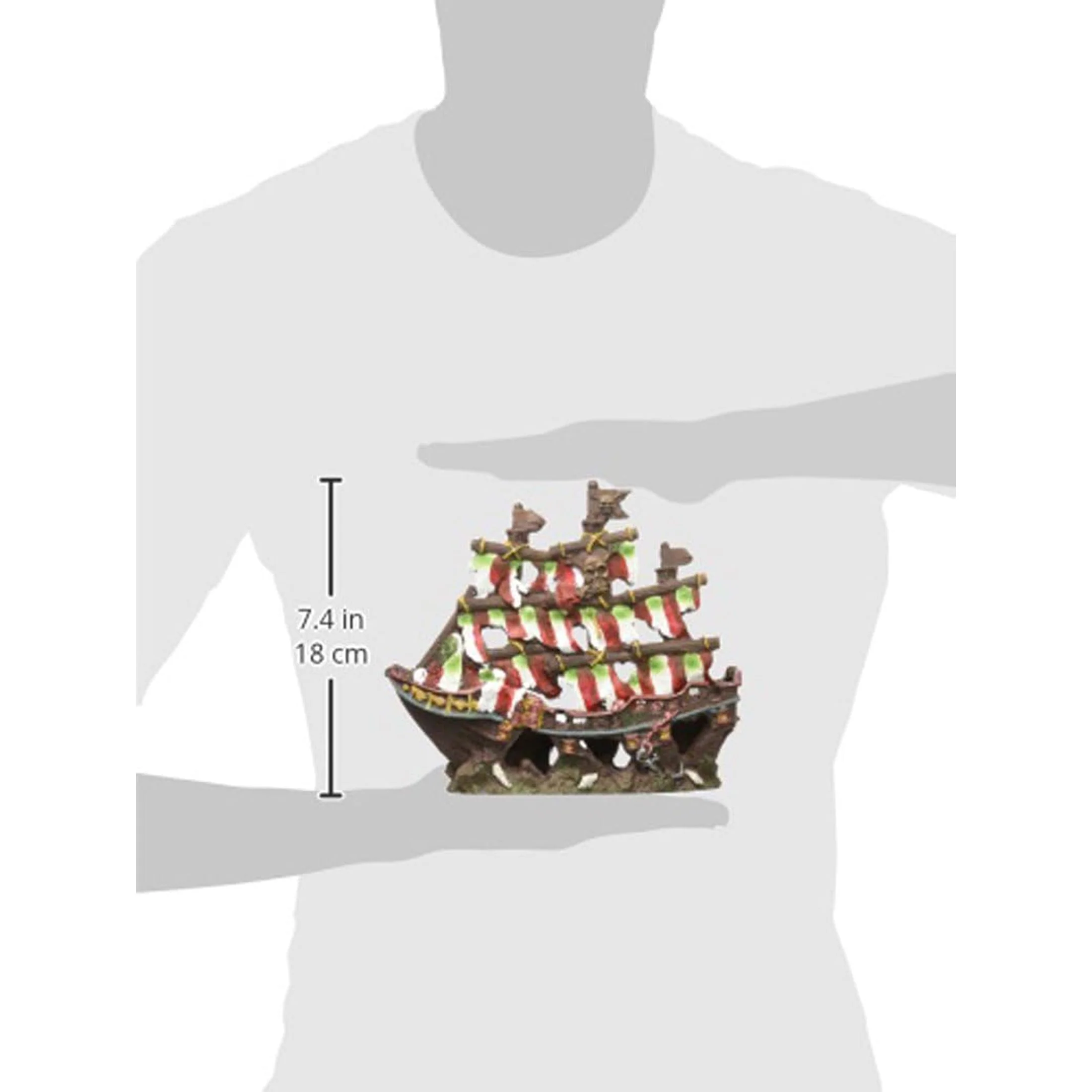 Deco-Replicas Striped Pirate Ship Aquarium Ornament - Image 3