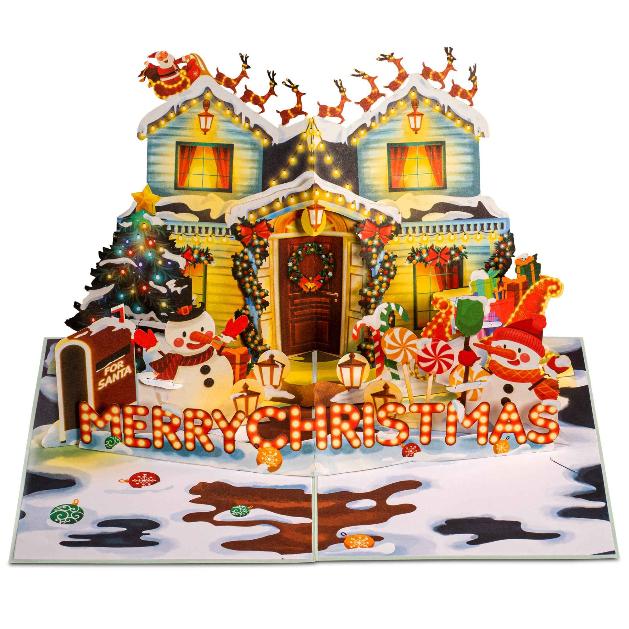Decorated House Pop Up Christmas Card - Image 4