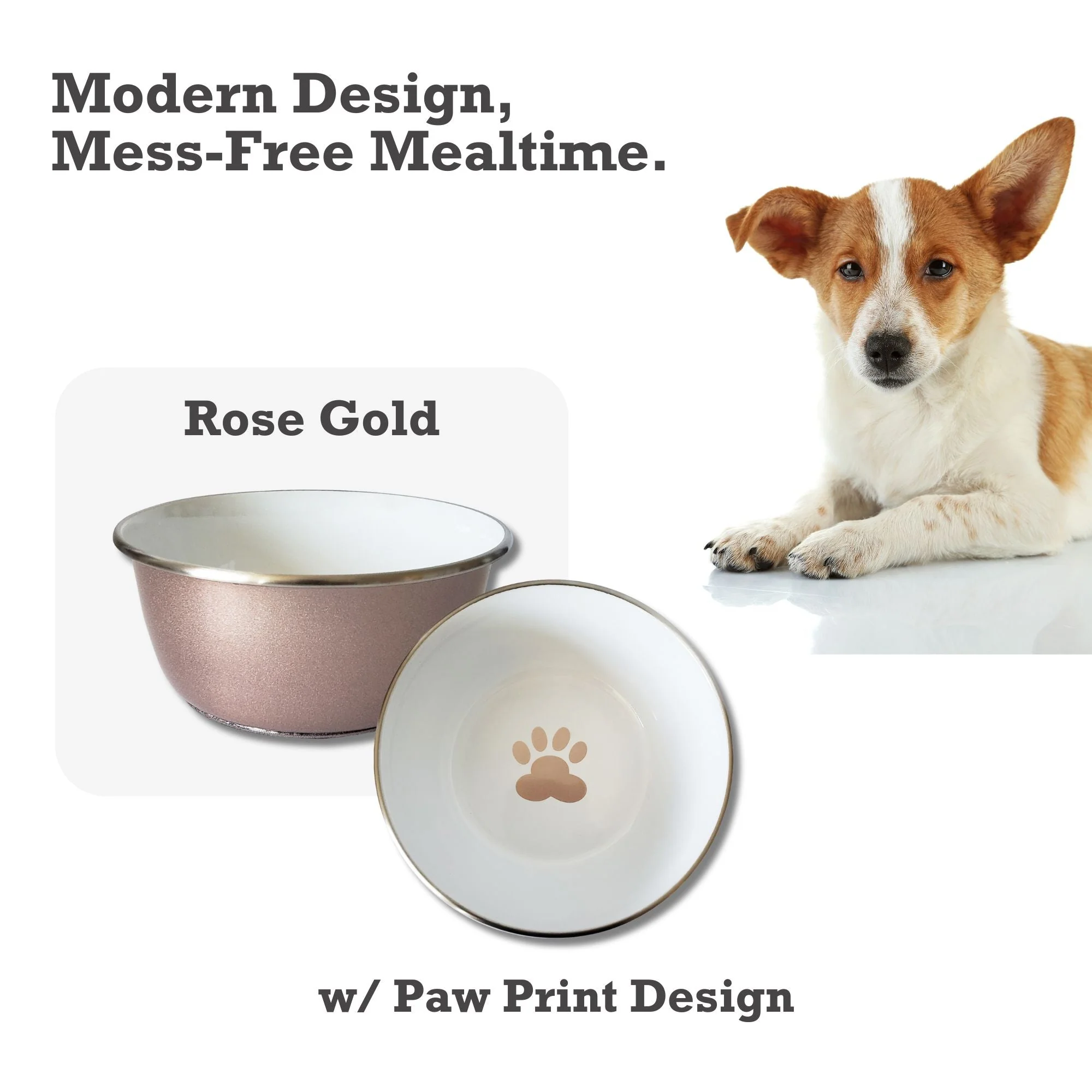 Deep Dog Bowl with Paw Print Design – Stainless Steel Bowl, Ideal for Small, Medium to Large Dogs – Rose Gold - Image 10