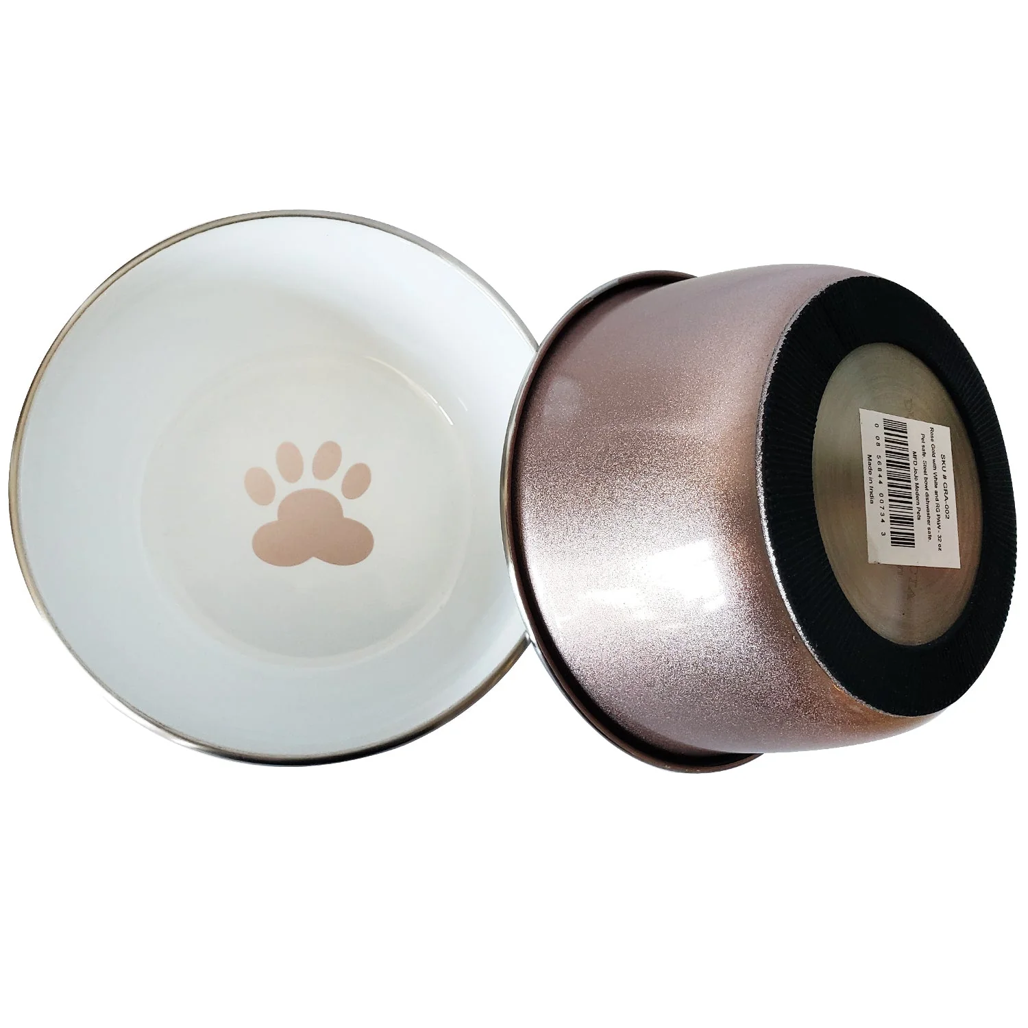 Deep Dog Bowl with Paw Print Design – Stainless Steel Bowl, Ideal for Small, Medium to Large Dogs – Rose Gold - Image 4