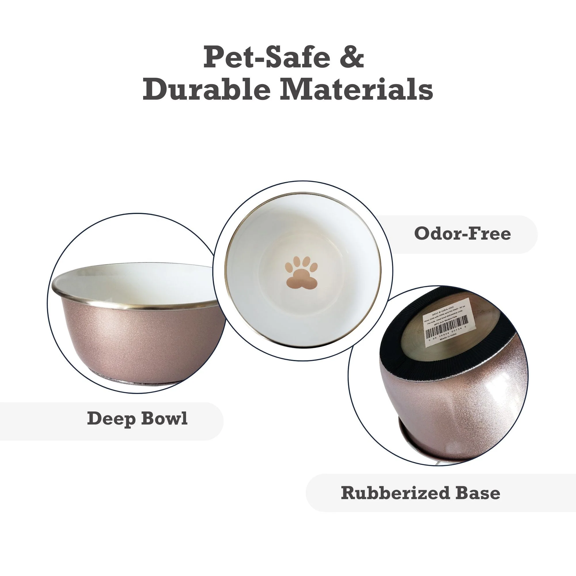 Deep Dog Bowl with Paw Print Design – Stainless Steel Bowl, Ideal for Small, Medium to Large Dogs – Rose Gold - Image 8