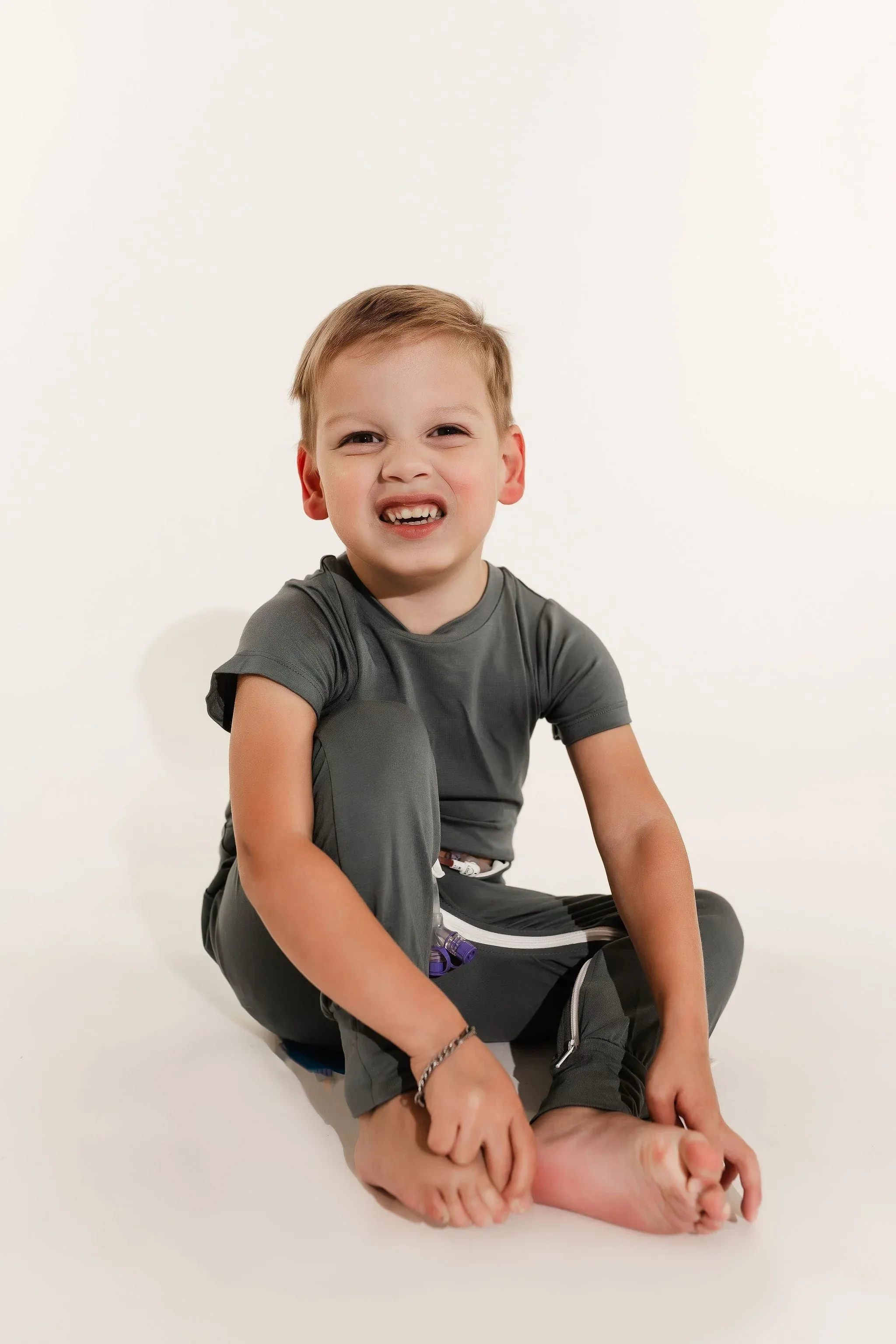 Deep Teal Bamboo Lyocell Romper with G-Tube Access - Image 4