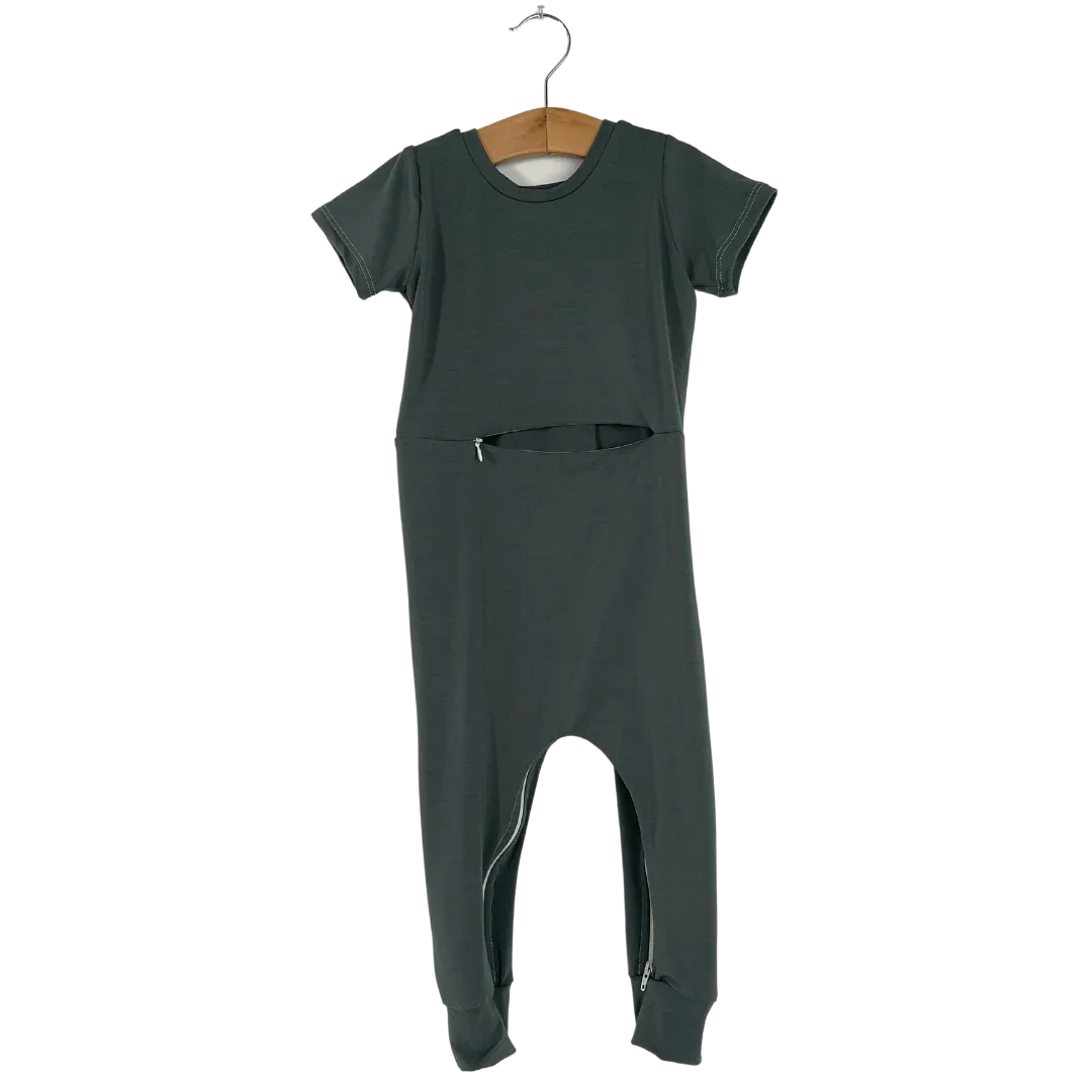 Deep Teal Bamboo Lyocell Romper with G-Tube Access - Image 5