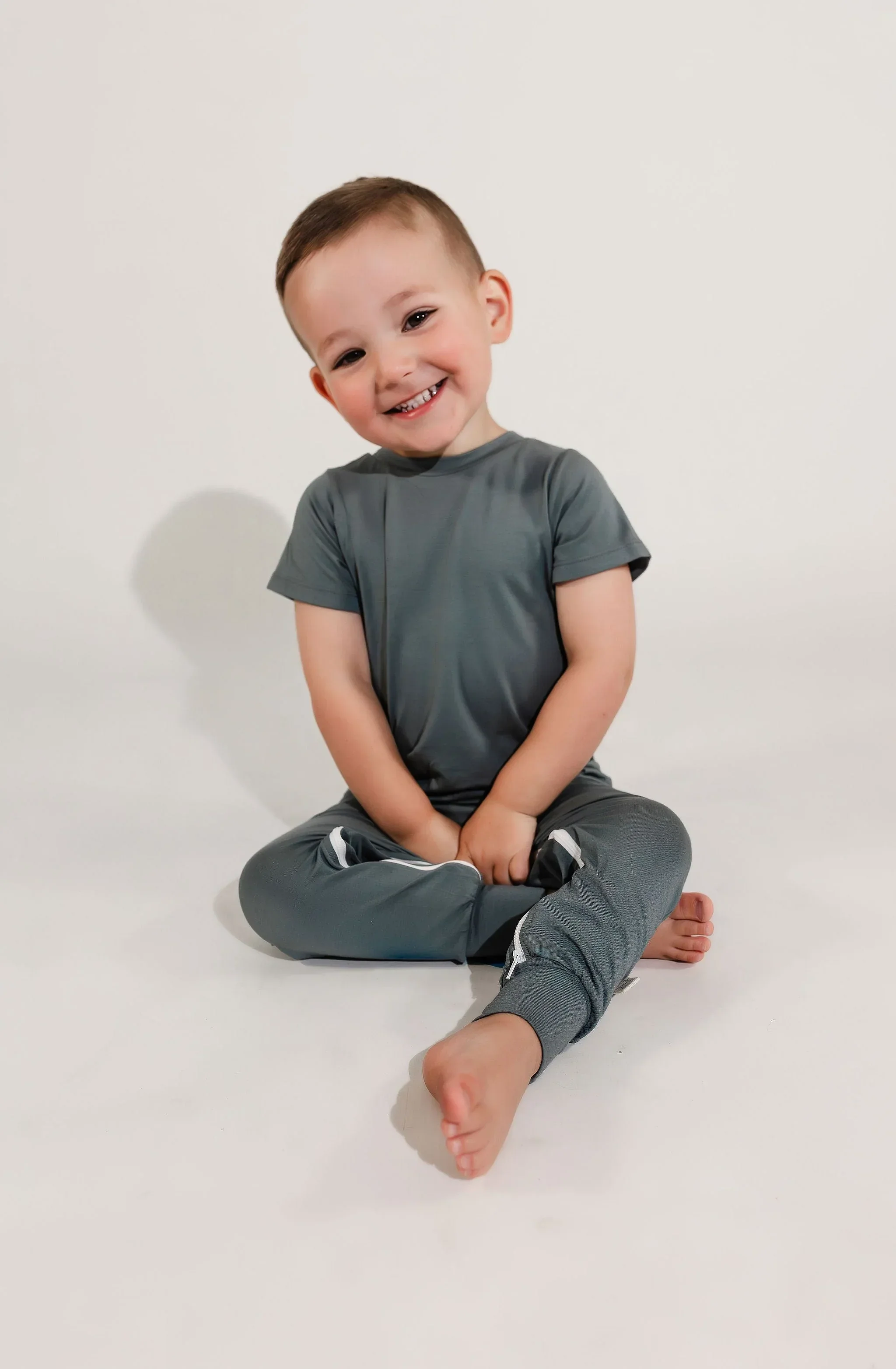 Deep Teal Bamboo Lyocell Zip Romper - Image 3