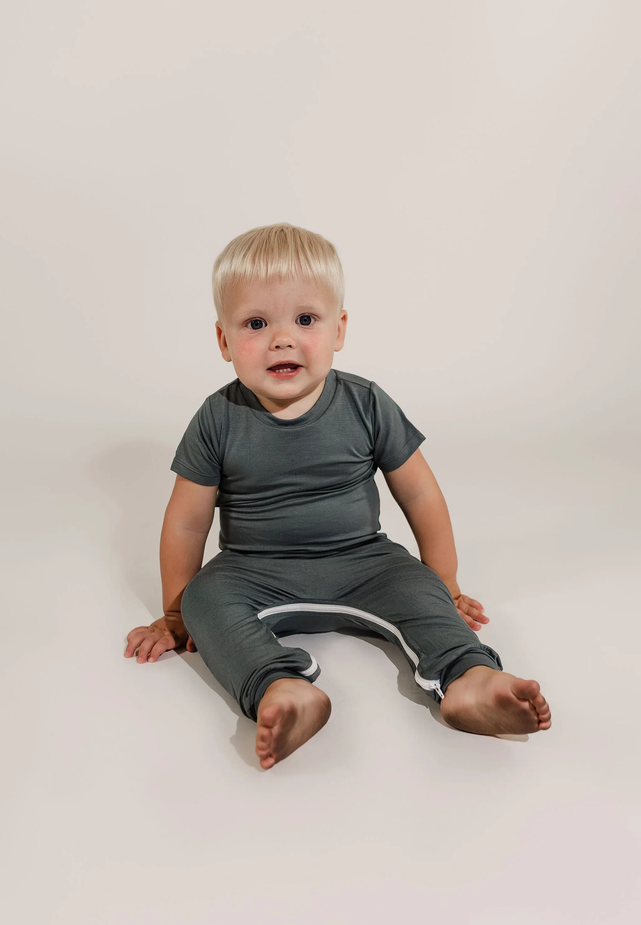 Deep Teal Bamboo Lyocell Zip Romper - Image 4