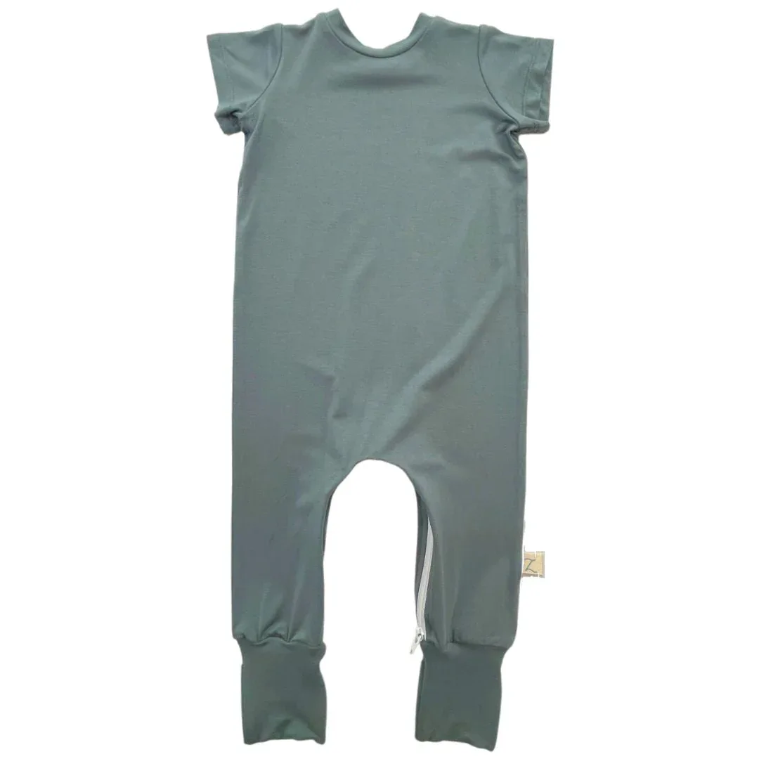 Deep Teal Bamboo Lyocell Zip Romper - Image 5