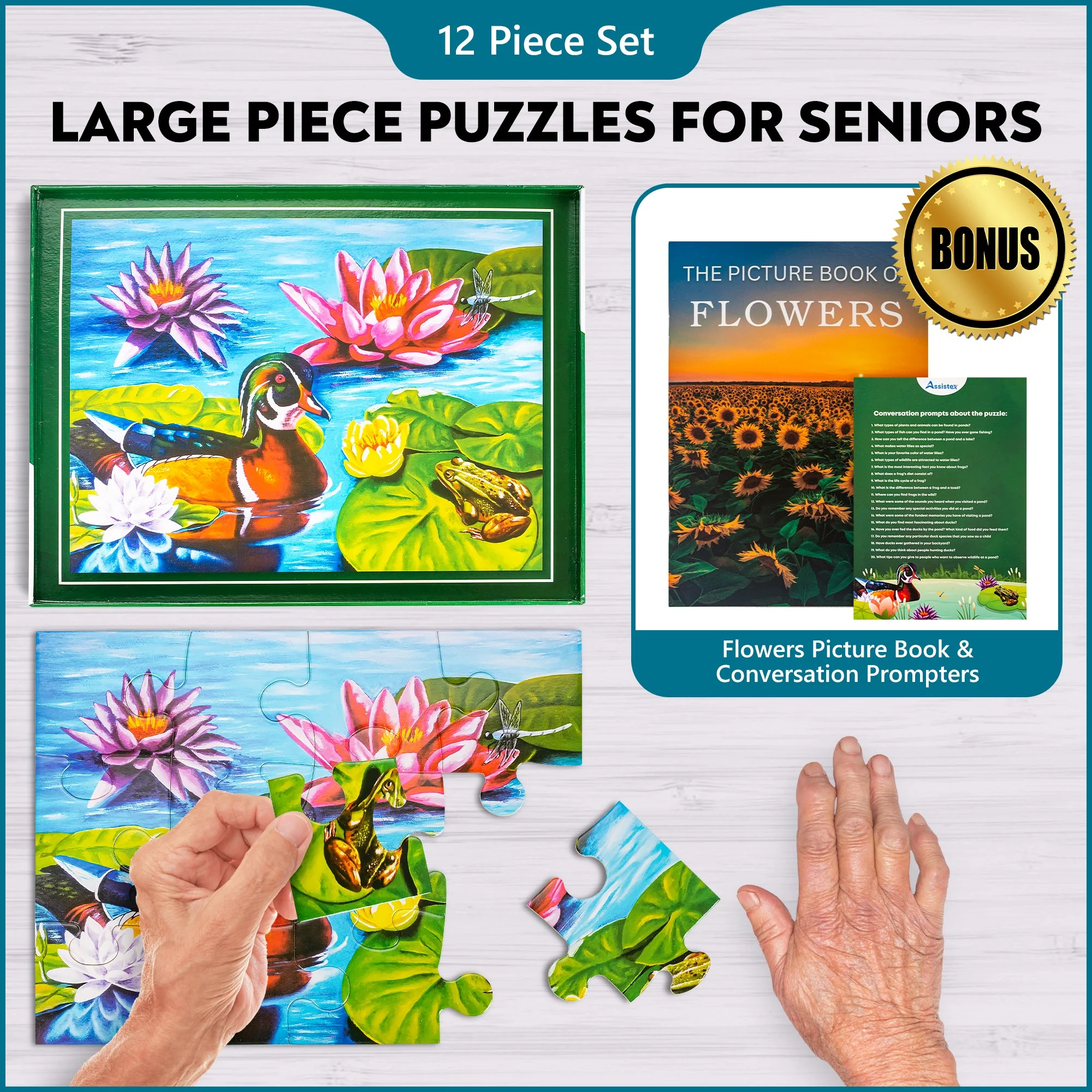 DEMENTIA PUZZLE 12 LARGE PIECES JIGSAW – Duck Pond - Image 2