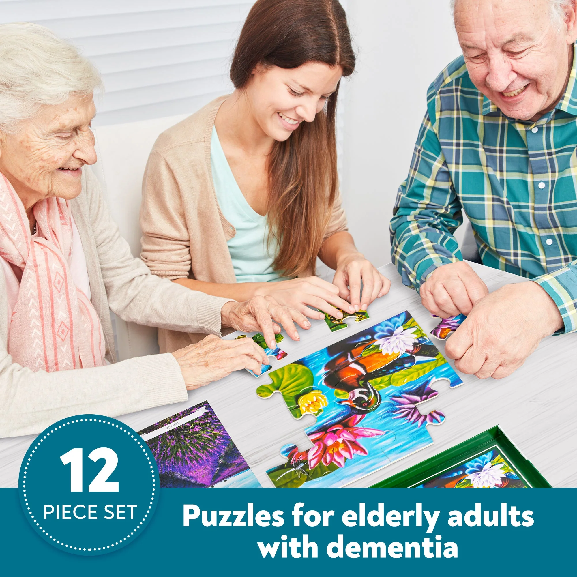 DEMENTIA PUZZLE 12 LARGE PIECES JIGSAW – Duck Pond - Image 3