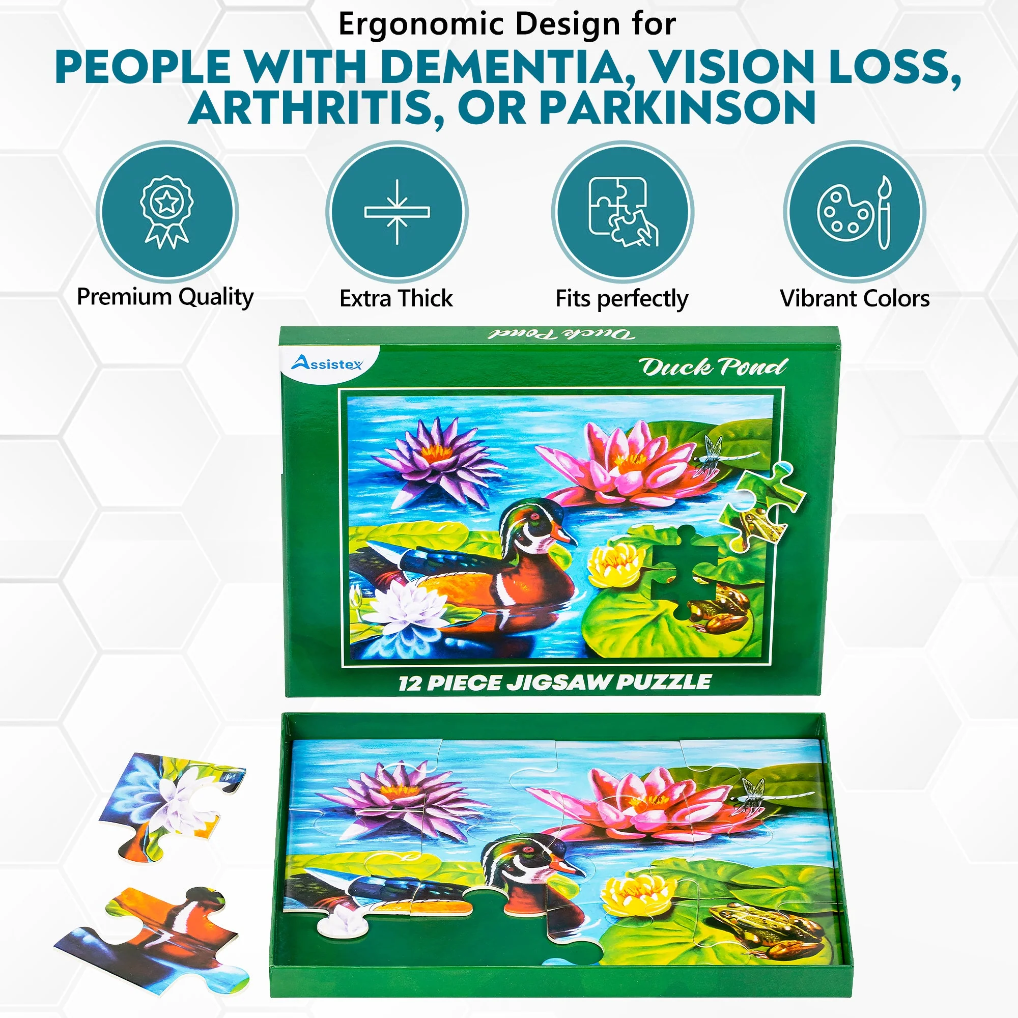 DEMENTIA PUZZLE 12 LARGE PIECES JIGSAW – Duck Pond - Image 5