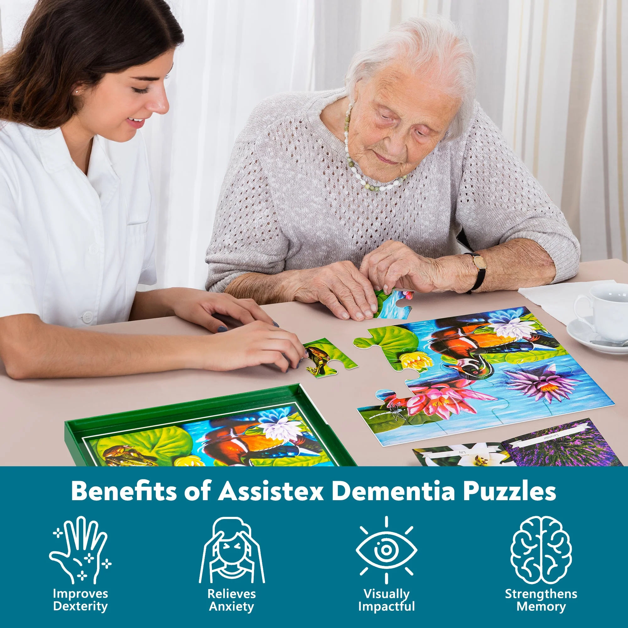 DEMENTIA PUZZLE 12 LARGE PIECES JIGSAW – Duck Pond - Image 6