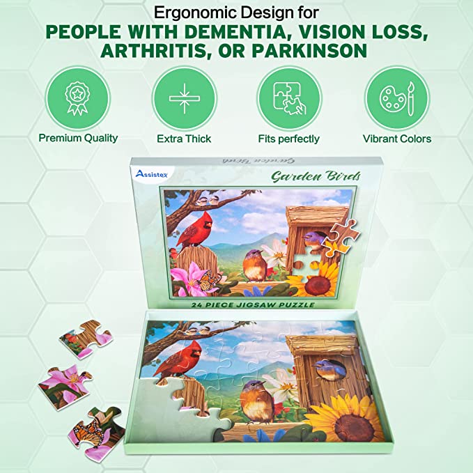 Dementia Puzzle 24 Large Pieces Jigsaw – Garden Birds - Image 3