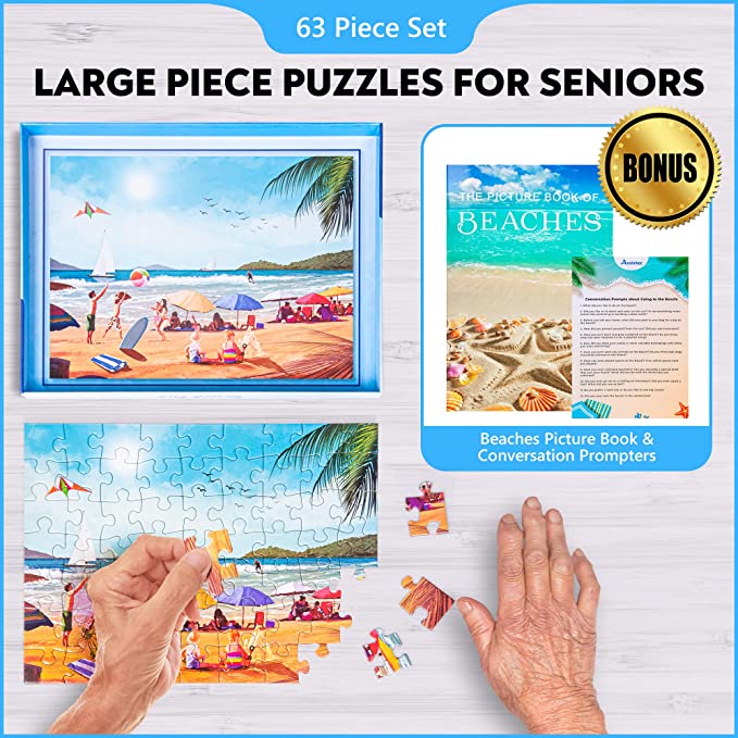 Dementia Puzzle 63 Large Pieces Jigsaw –  Beach fun - Image 2