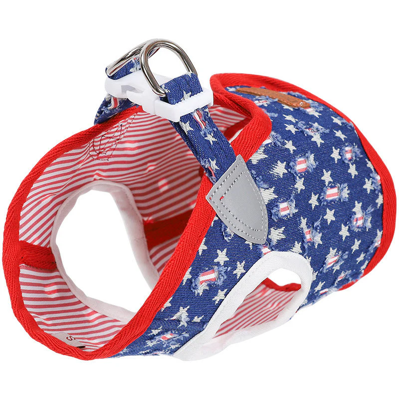 Denim Dog Harness with Star Print & Secure Buckle - Image 2