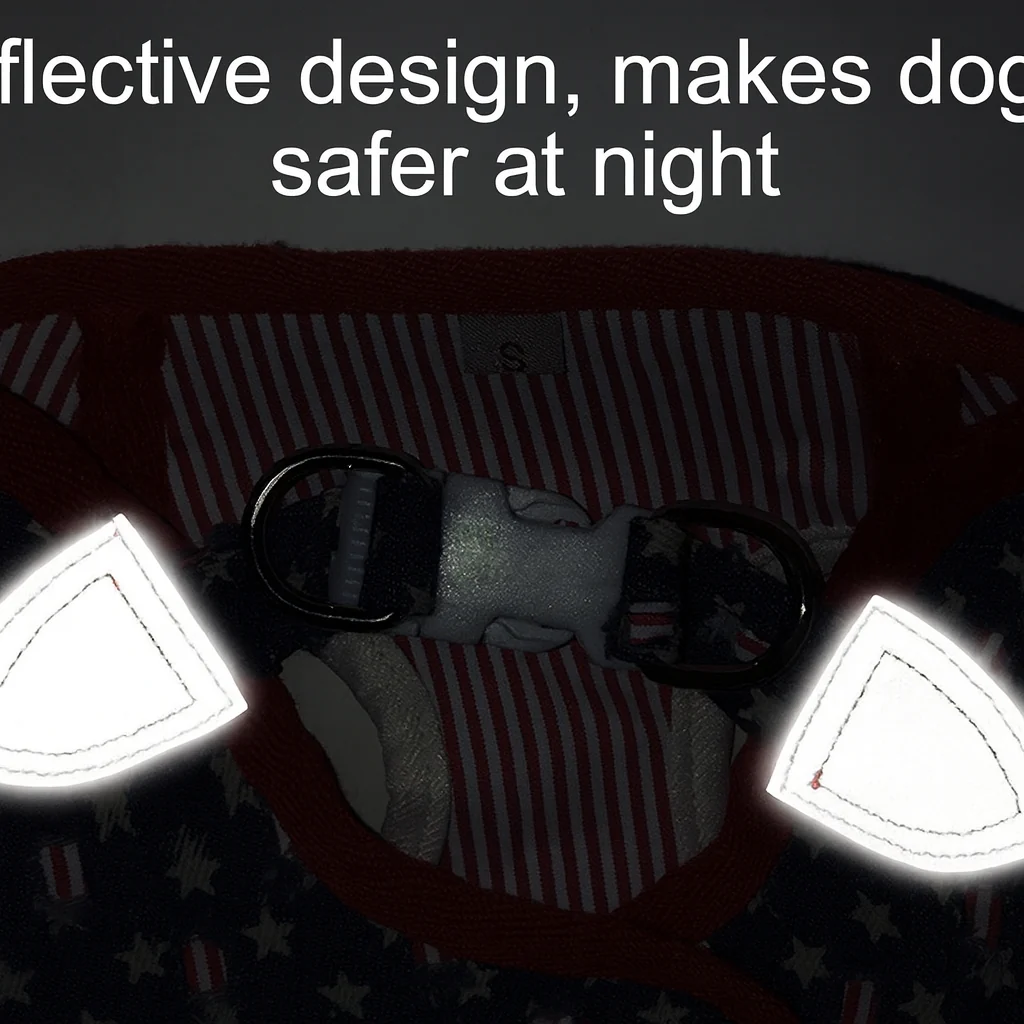 Denim Dog Harness with Star Print & Secure Buckle - Image 6