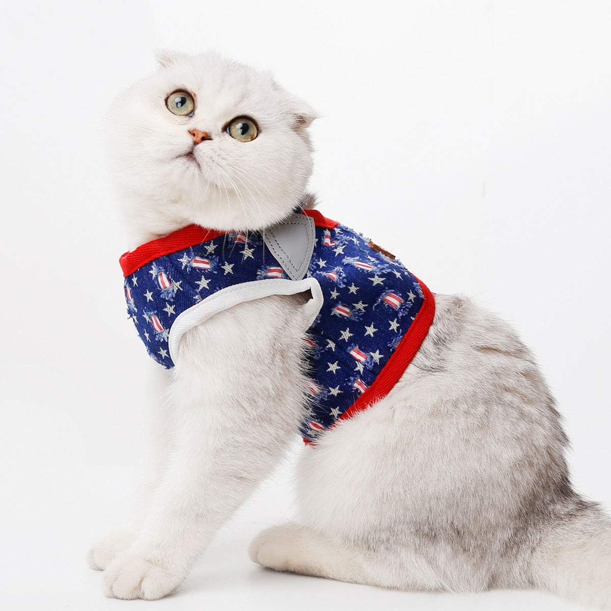 Denim Dog Harness with Star Print & Secure Buckle - Image 8
