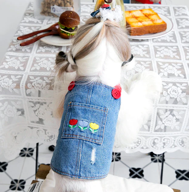 Denim Dog Overalls with Matching Hat - Adorable and Comfortable Pet Outfit - Image 12