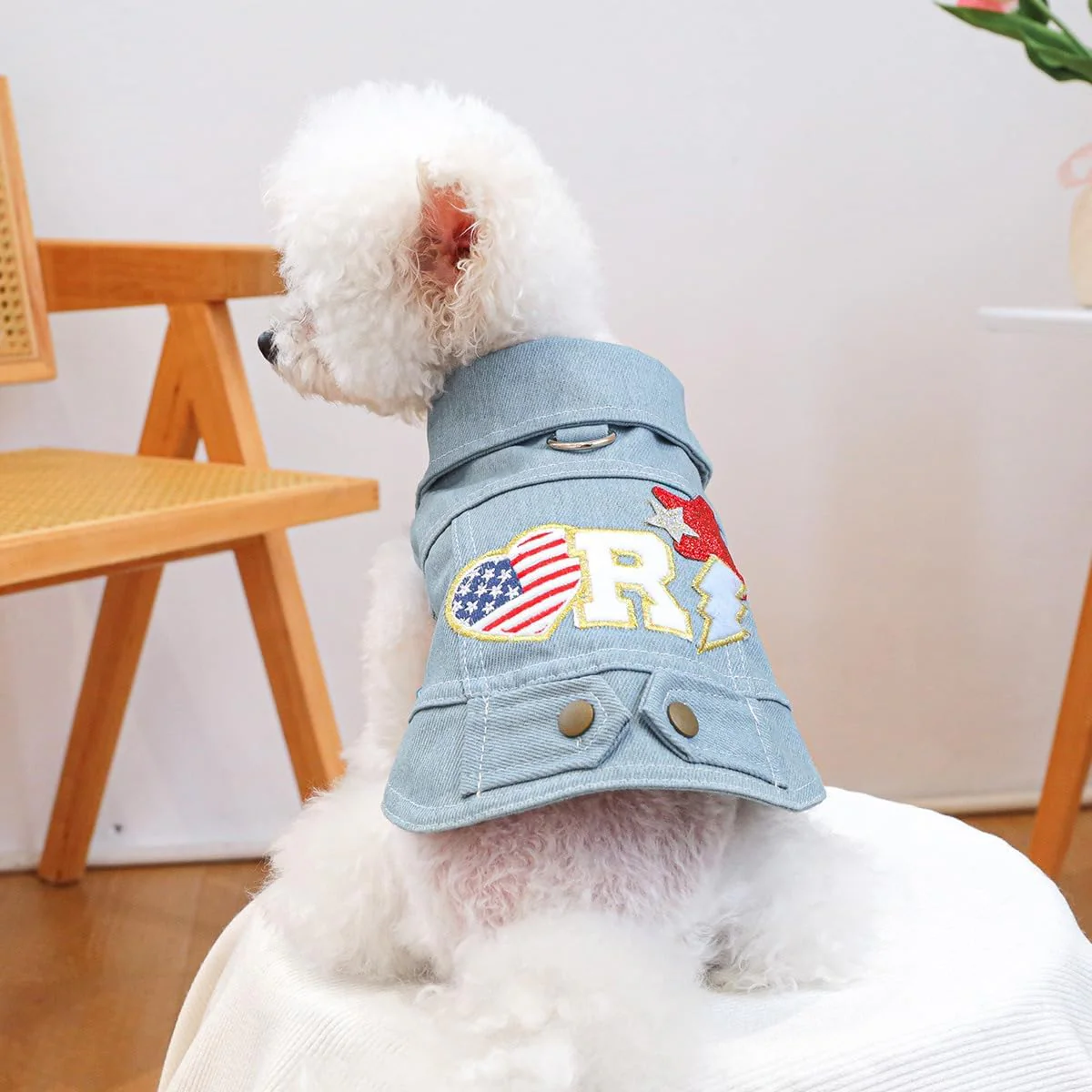 Denim Dog Vest Jacket with Patches & Snap Buttons - Image 2