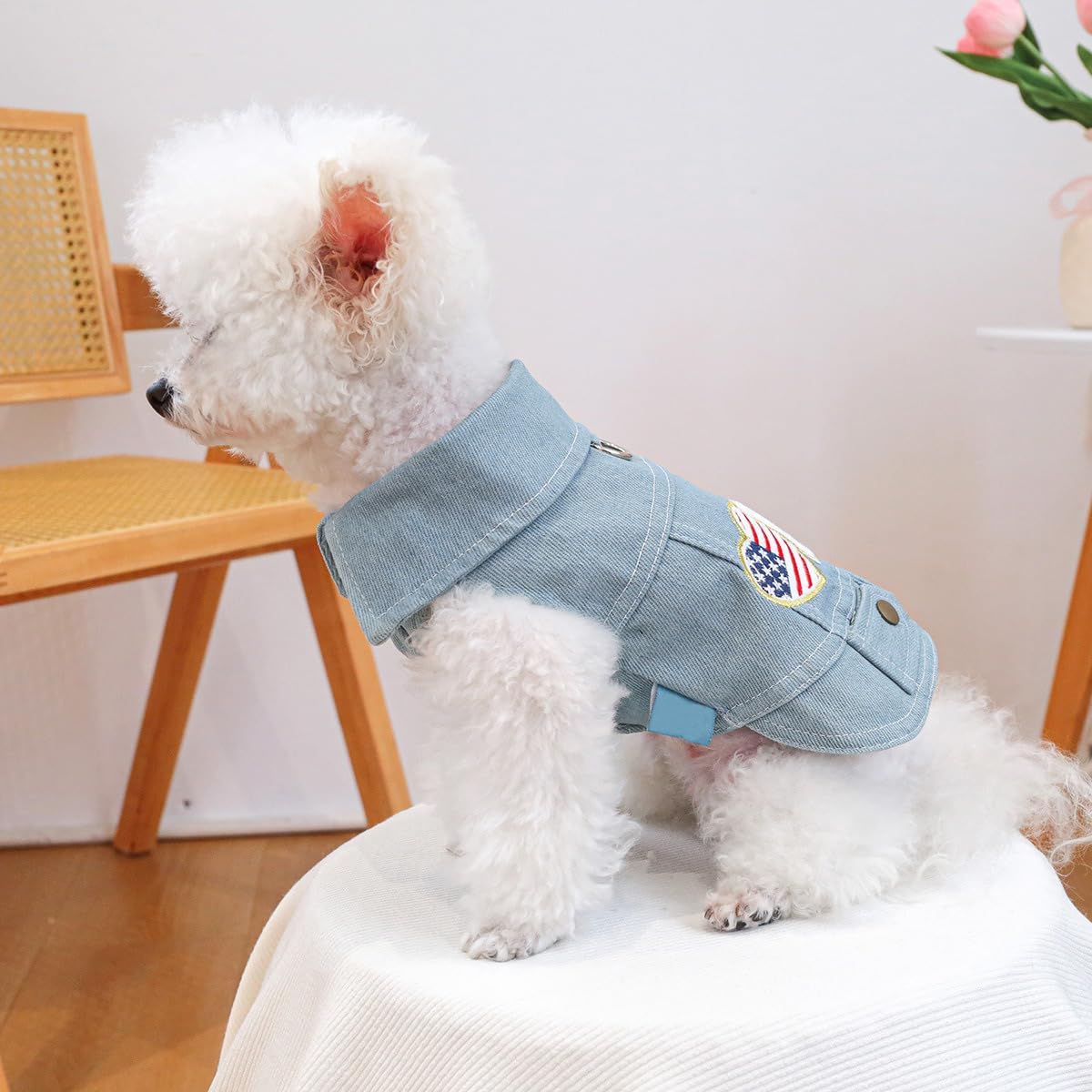 Denim Dog Vest Jacket with Patches & Snap Buttons - Image 3