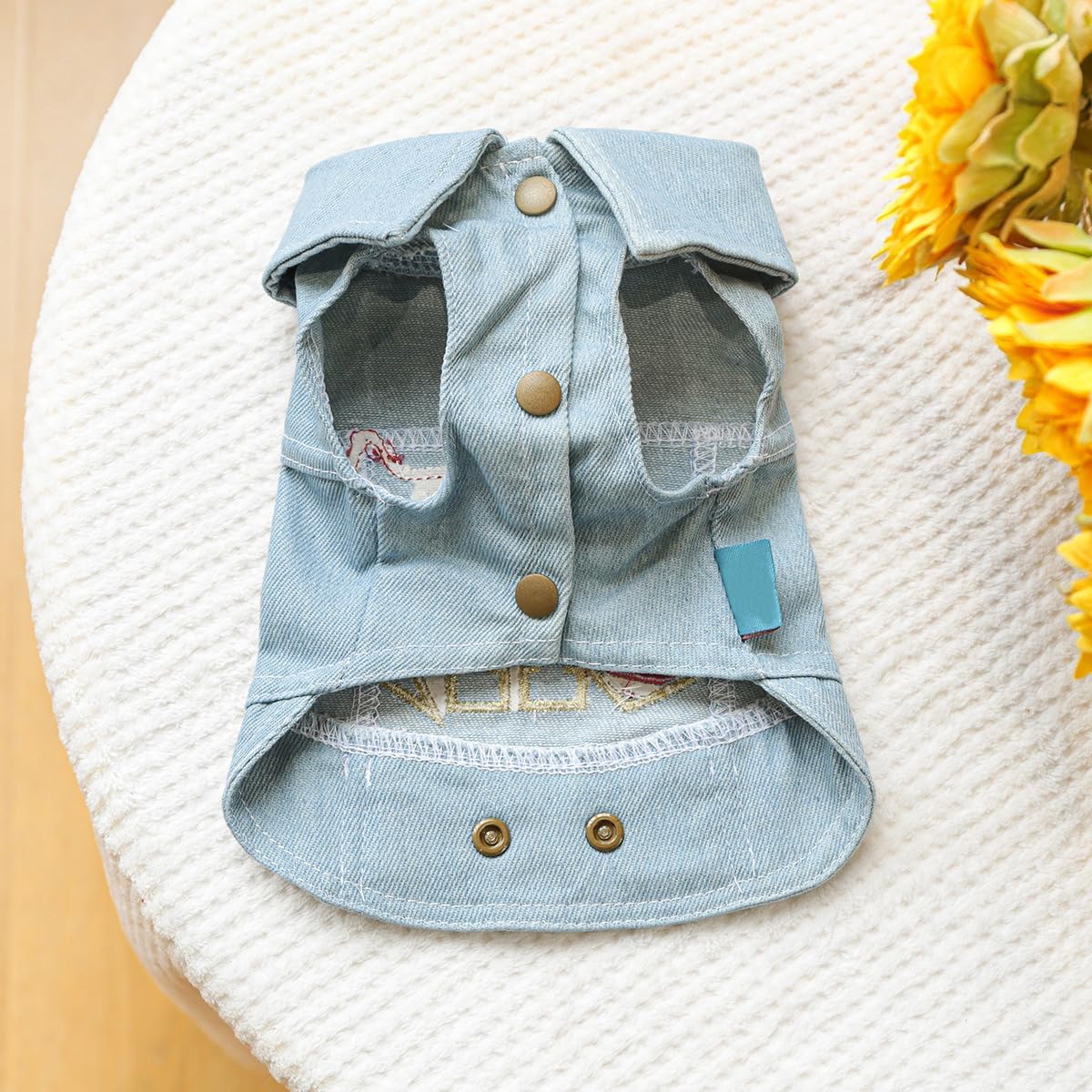 Denim Dog Vest Jacket with Patches & Snap Buttons - Image 4