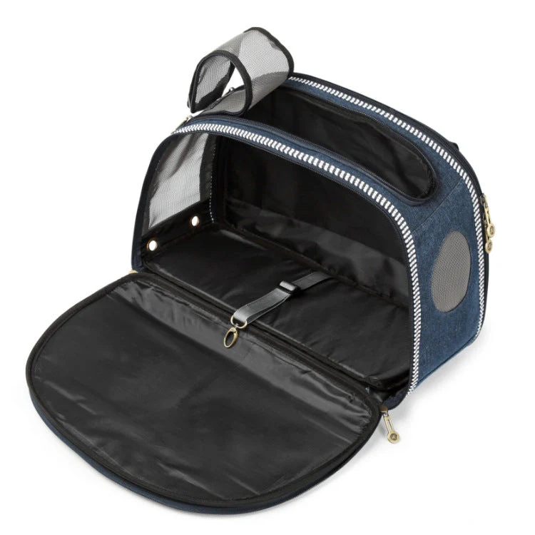 Denim Pet Carrier – Breathable, Stylish & Travel-Ready - Image 3