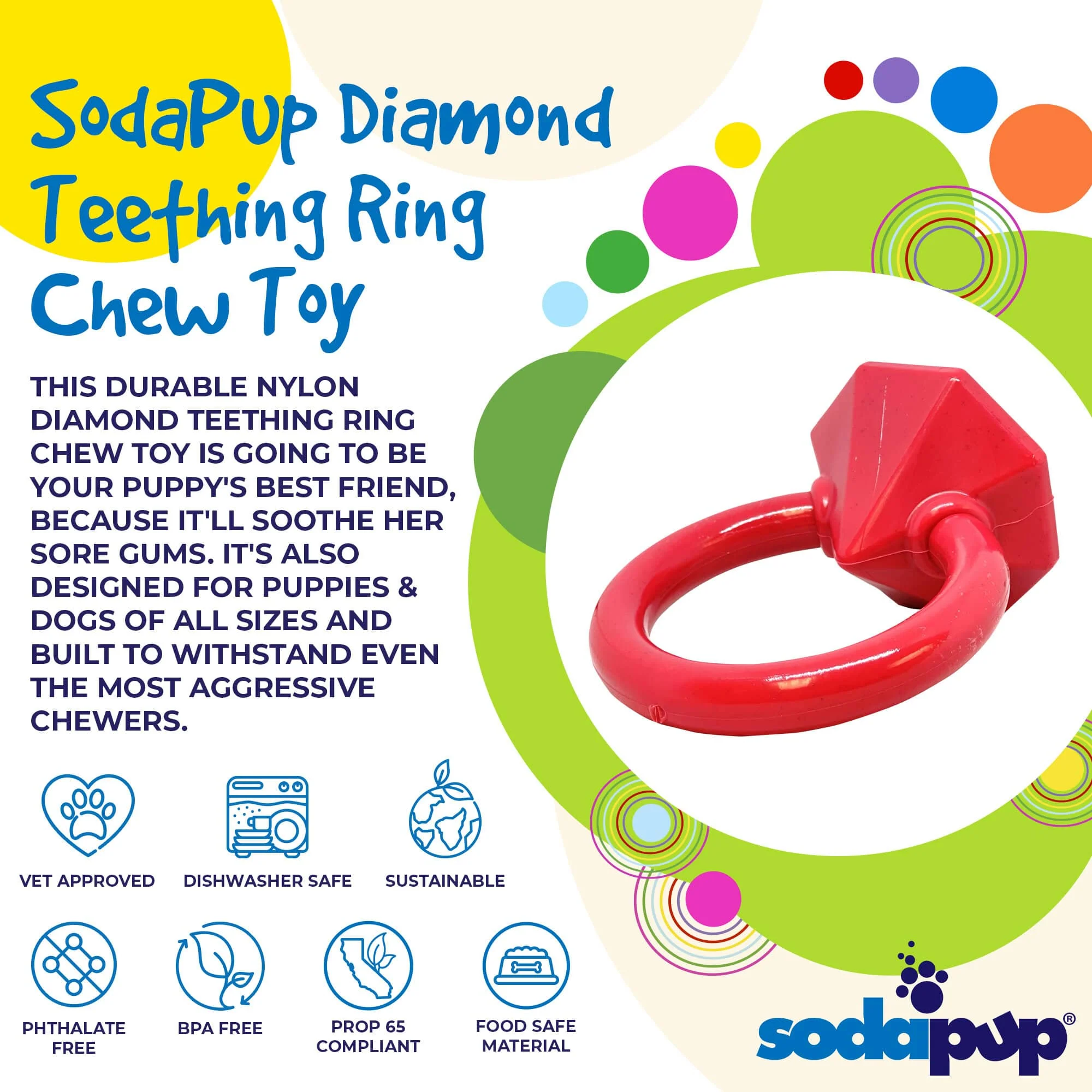 Diamond Ring Nylon Teething Ring for Puppies | Durable & USA Made - Image 4