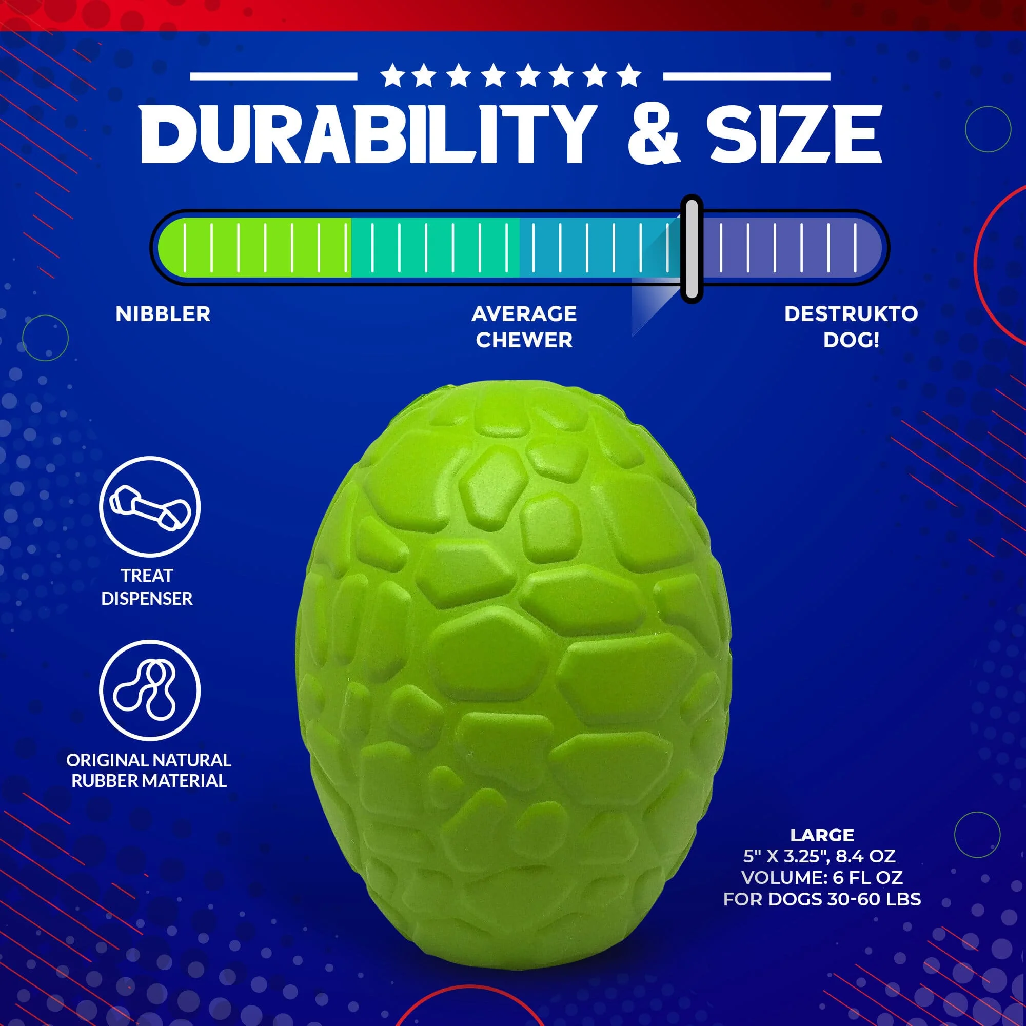 Dinosaur Egg Dog Chew Toy & Treat Dispenser - USA Made | SodaPup - Image 4