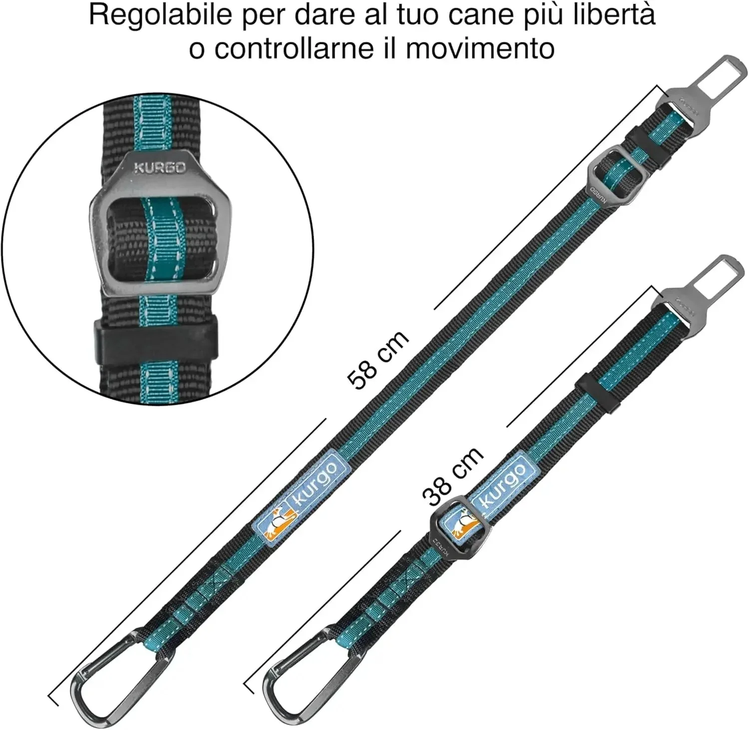 Direct to Seatbelt Tether - Easy-Use Dog Car Harness Clip - Adjustable Ride Strap - Universal Fit for Most Vehicles - All Steel Hardware - Backseat Restraint - Coastal Blue - Image 4