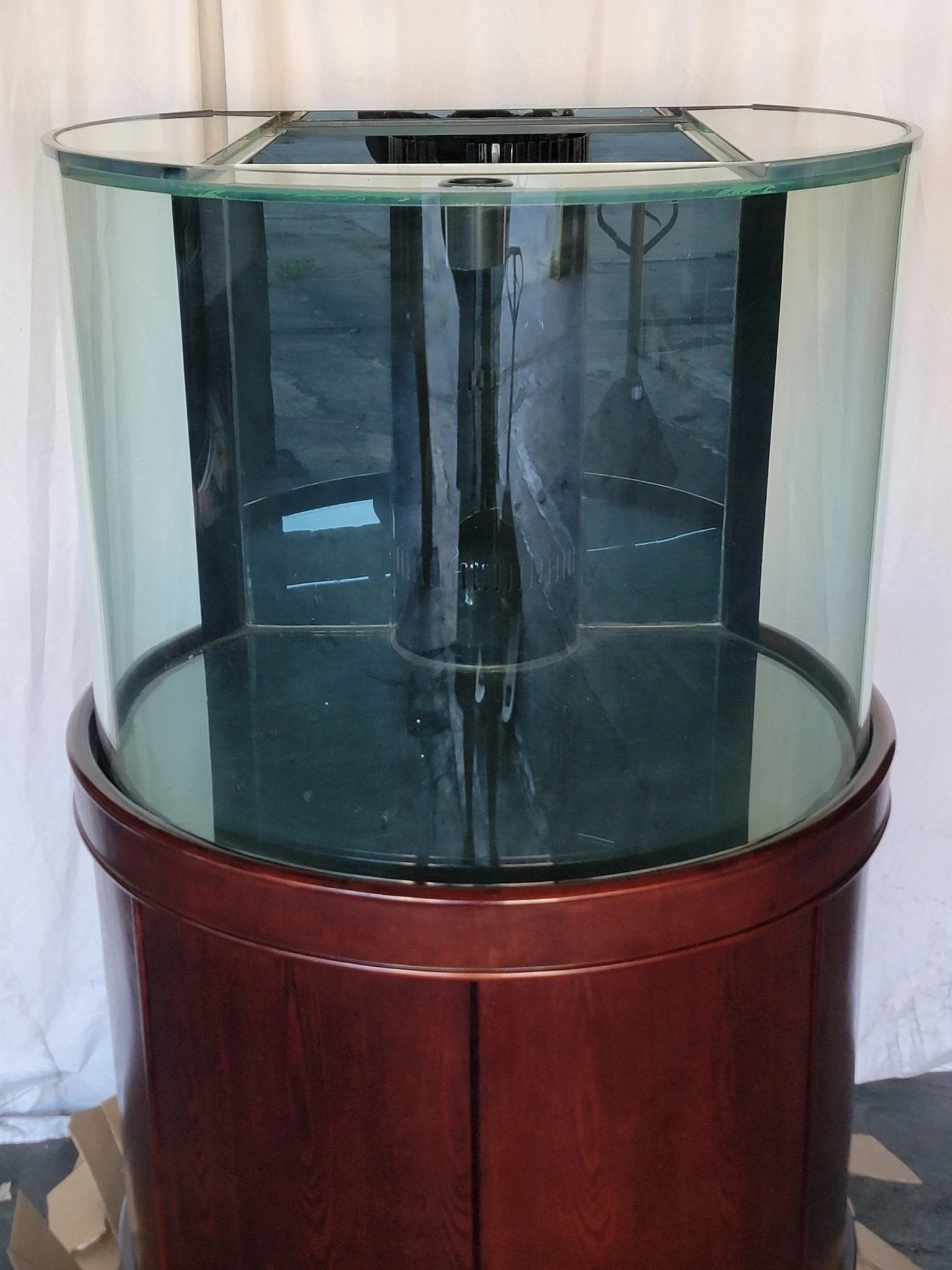 Display Model 133g 3/4 Cylinder Round Glass Reef-Ready Aquarium + Sump in Rose Cherry Furniture - Image 3