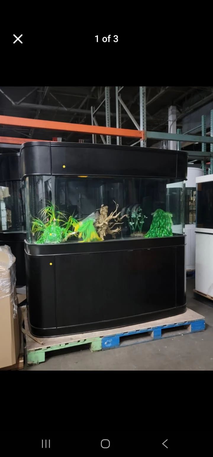 Display Model | 215g Seamless Glass Bowfront Reef-Ready Aquarium Set in Abyss Black - Image 6