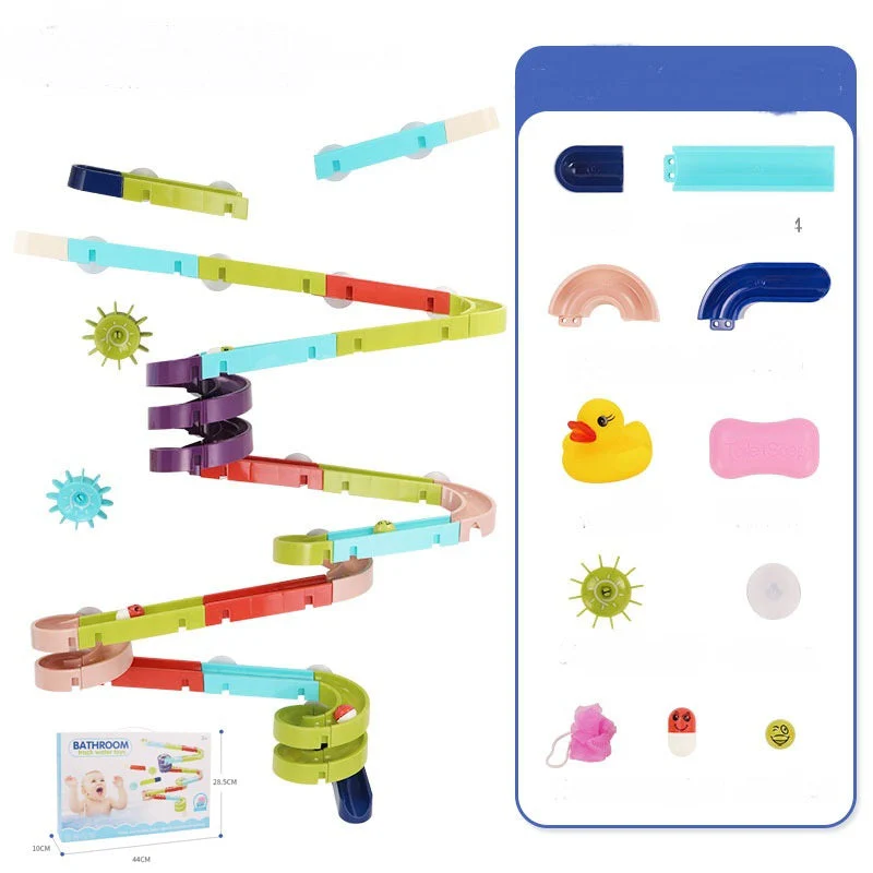 DIY Baby Bath Toys Wall Suction Cup Marble Race Run Track Bathroom Bathtub Kids Play Water Games Toy Set - Image 10
