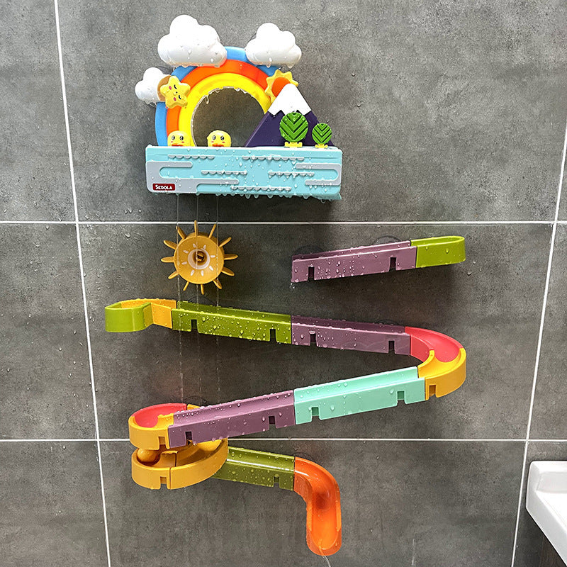 DIY Baby Bath Toys Wall Suction Cup Marble Race Run Track Bathroom Bathtub Kids Play Water Games Toy Set - Image 2