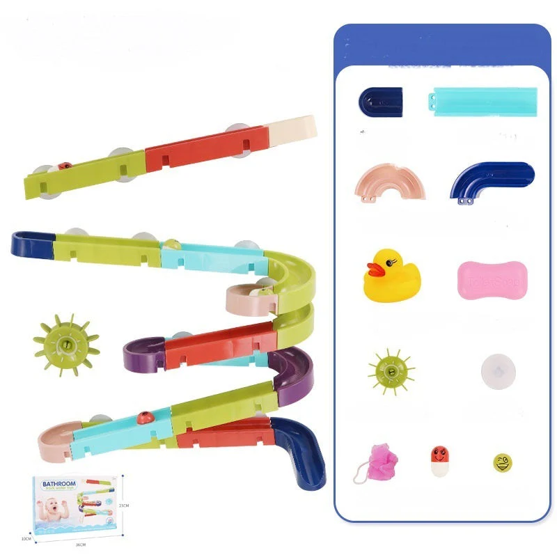 DIY Baby Bath Toys Wall Suction Cup Marble Race Run Track Bathroom Bathtub Kids Play Water Games Toy Set - Image 9