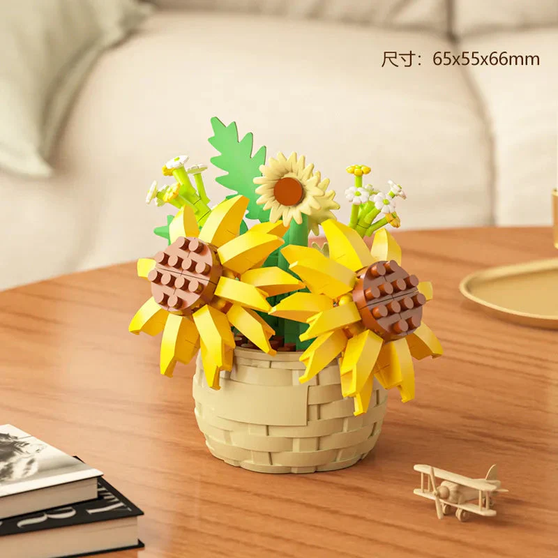 DIY MOC Potted Rose Sunflower Plants Succulents Bonsai Tree Gardens Romantic Building Blocks Model Bricks Kids Sets Kits Toys - Image 11
