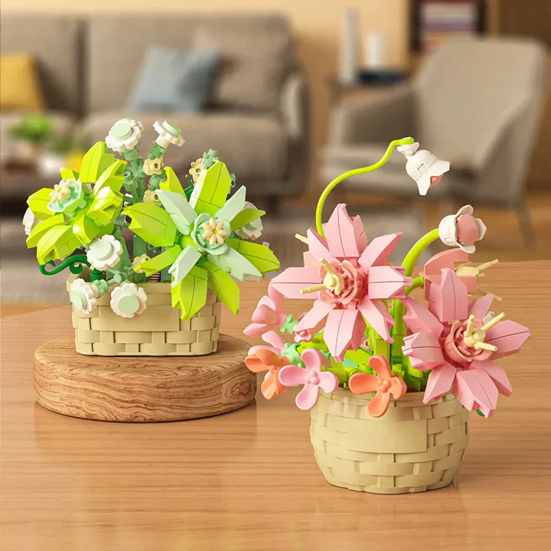 DIY MOC Potted Rose Sunflower Plants Succulents Bonsai Tree Gardens Romantic Building Blocks Model Bricks Kids Sets Kits Toys - Image 2